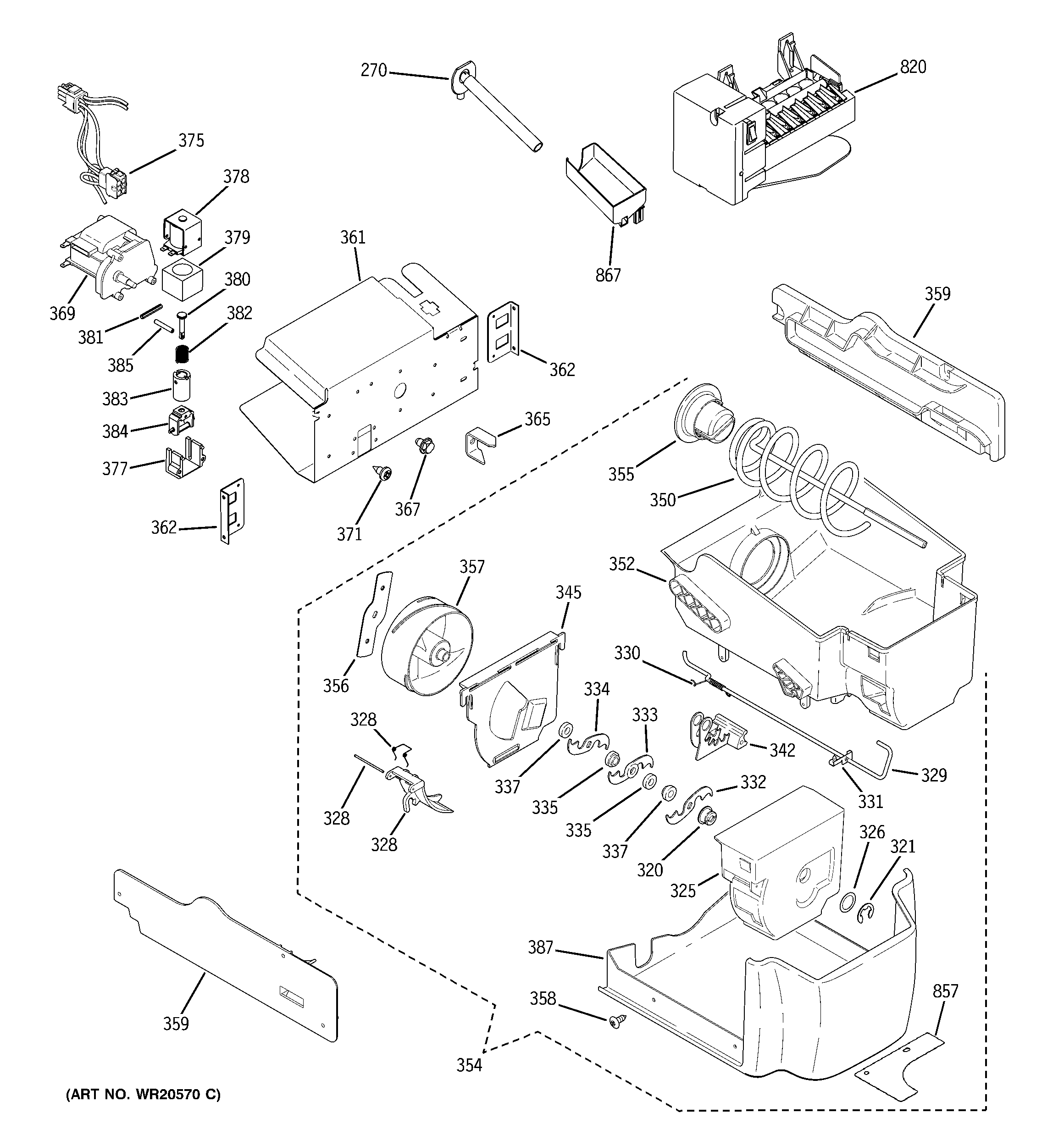 GE PSSF3RGXCCC ice maker & dispenser diagram