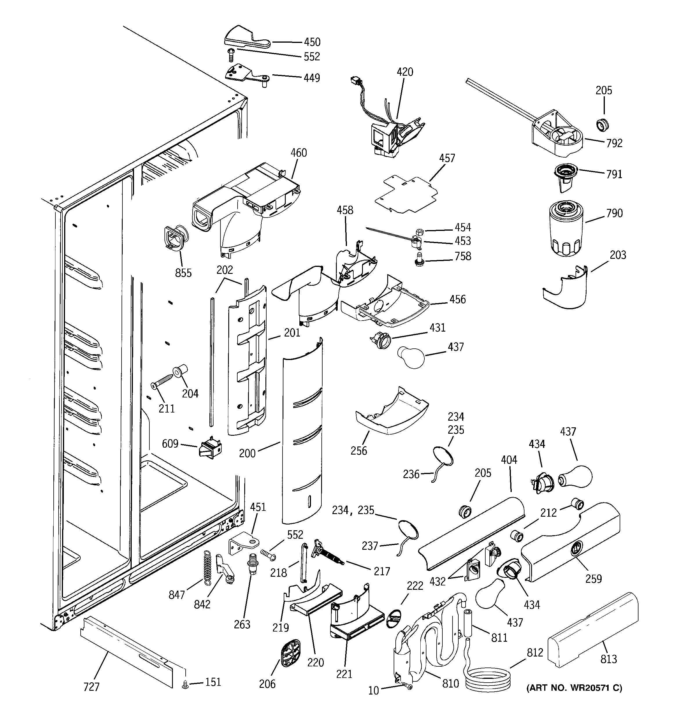 GE PSSF3RGXCCC fresh food section diagram