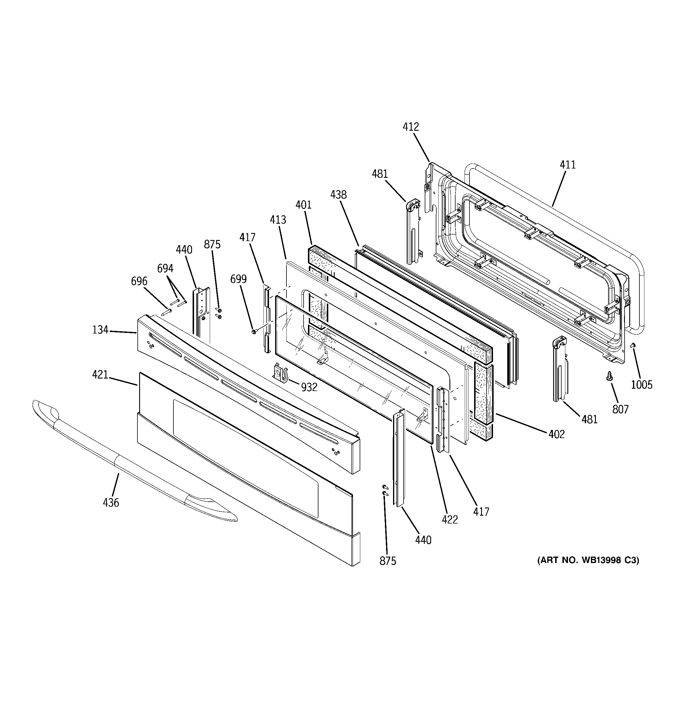 GE PCB975SP4SS upper door diagram