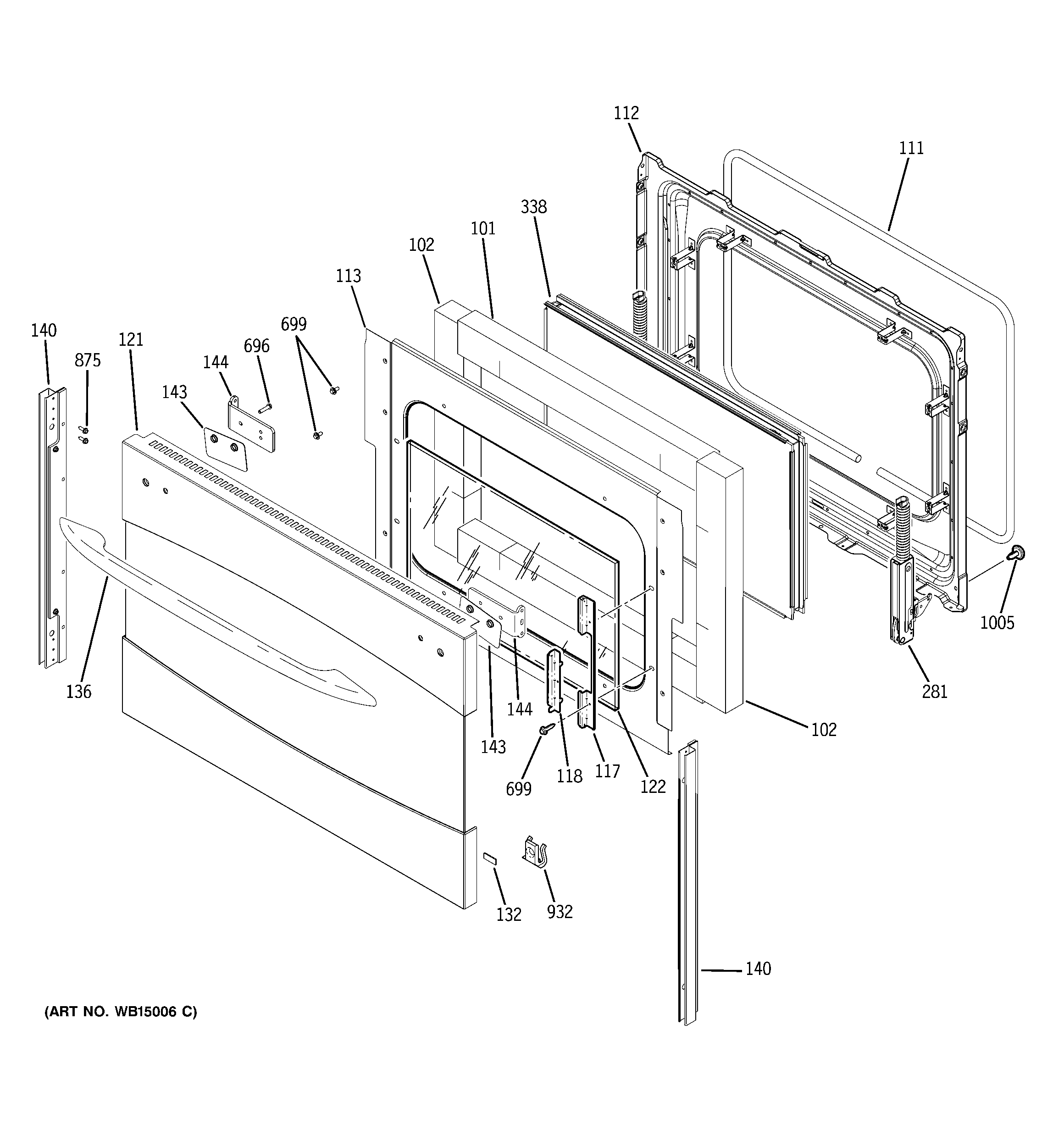 GE PCB975SP4SS lower door diagram