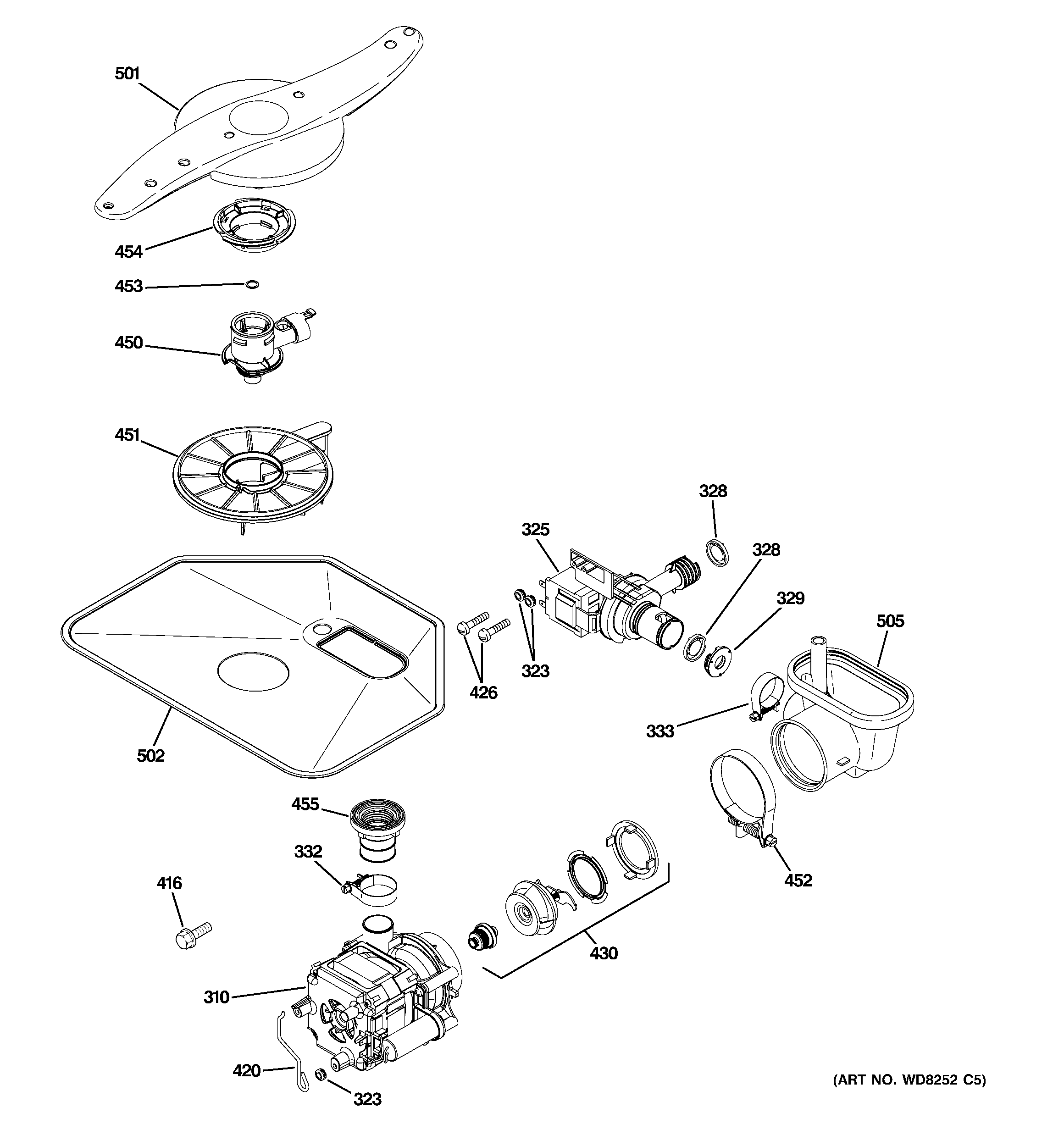 GE GLC4400R10WW motor-pump mechanism diagram