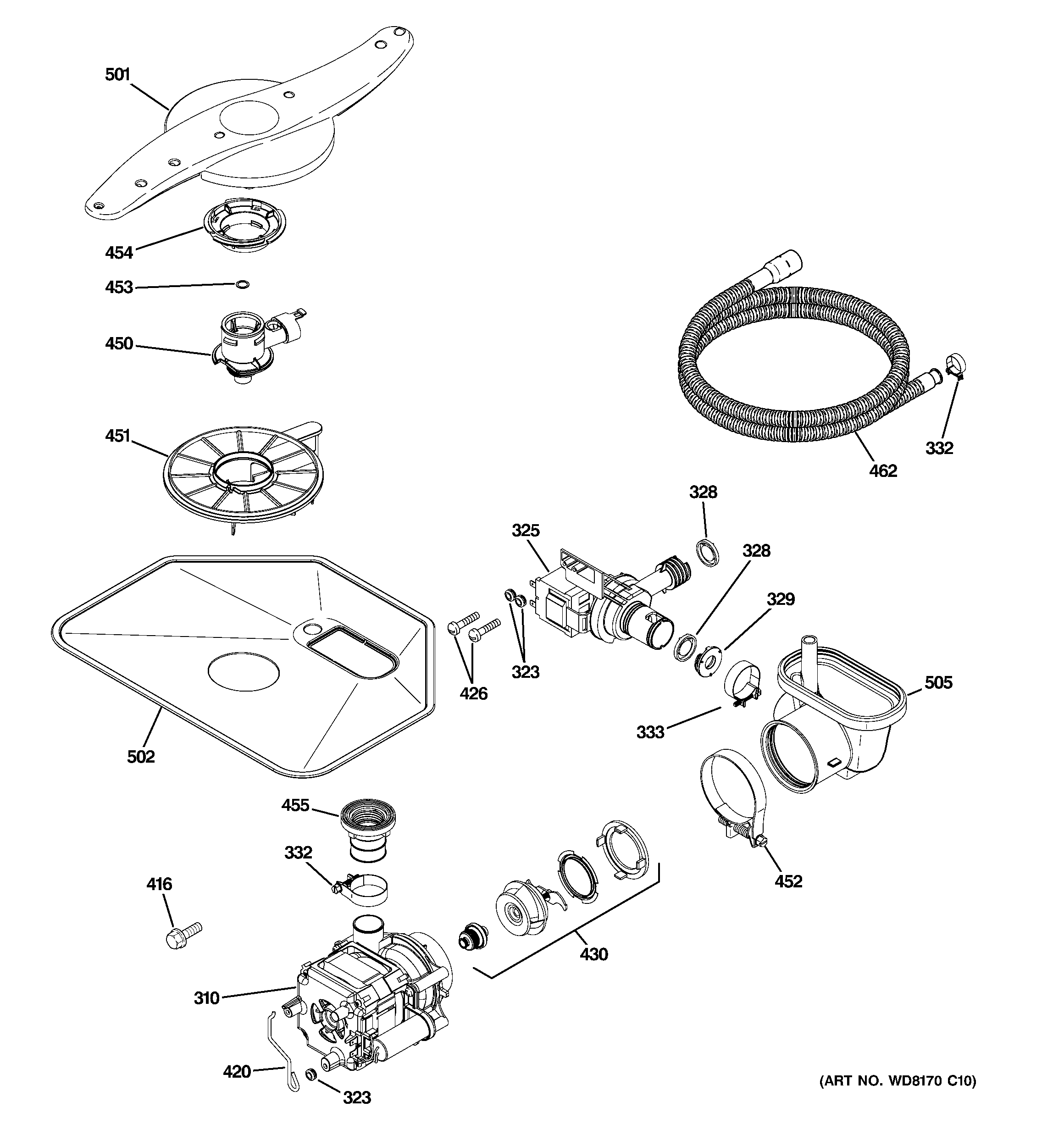 GE GLD4968T10SS motor-pump mechanism diagram
