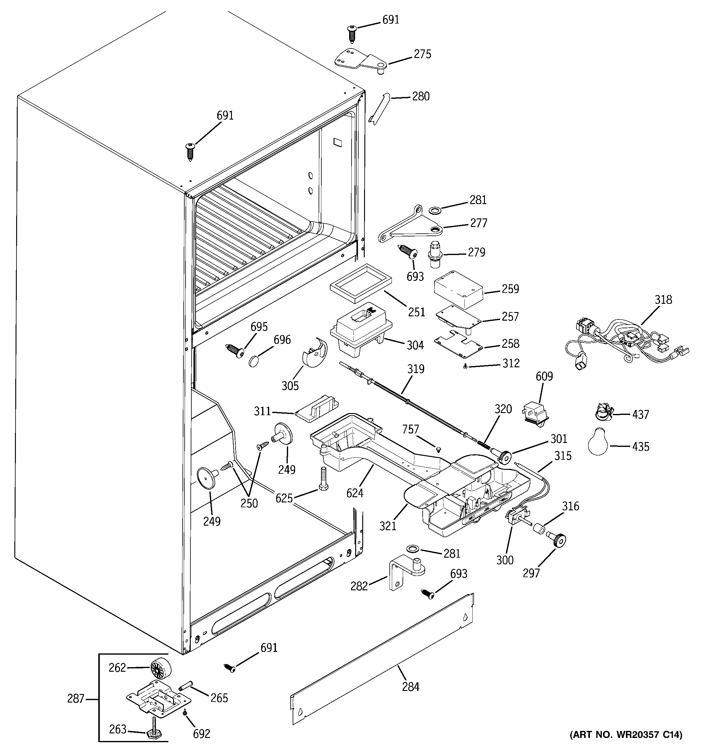 GE GTH18ISXCRSS fresh food section diagram