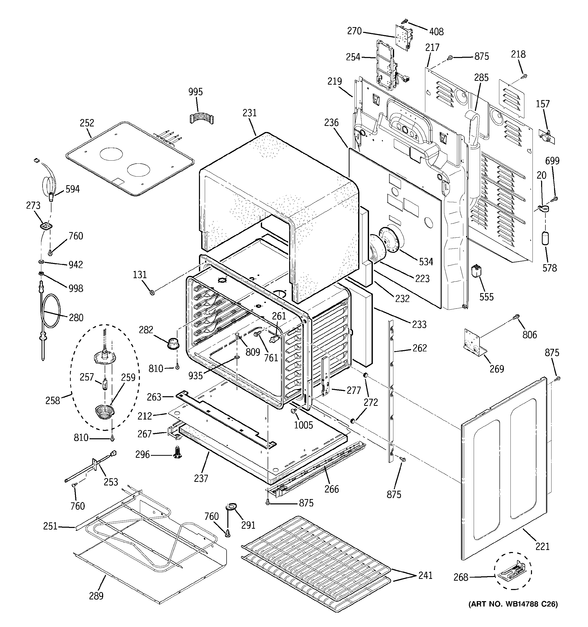 GE PB975TP4WW lower oven diagram