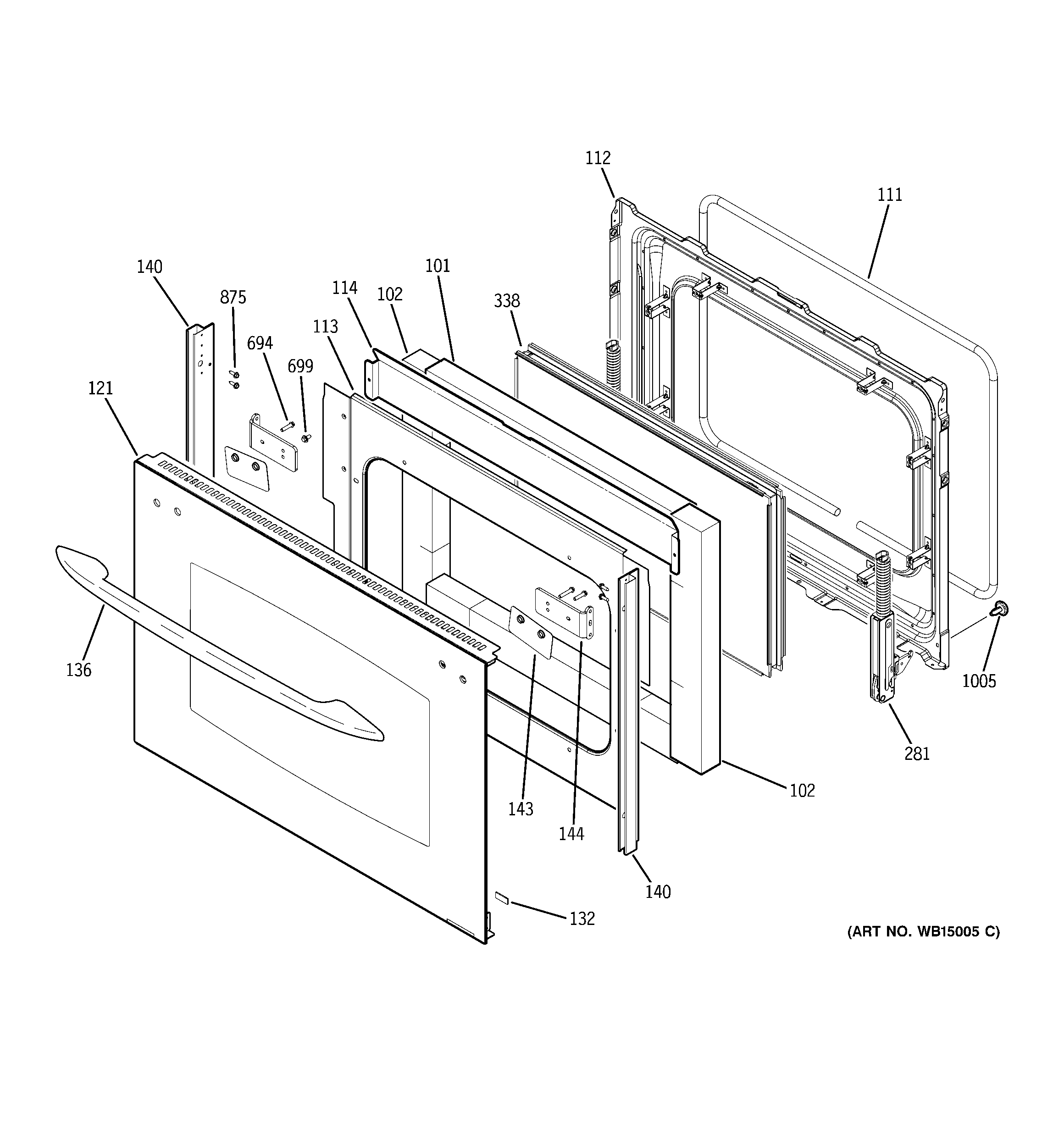 GE PB978DP4BB lower door diagram