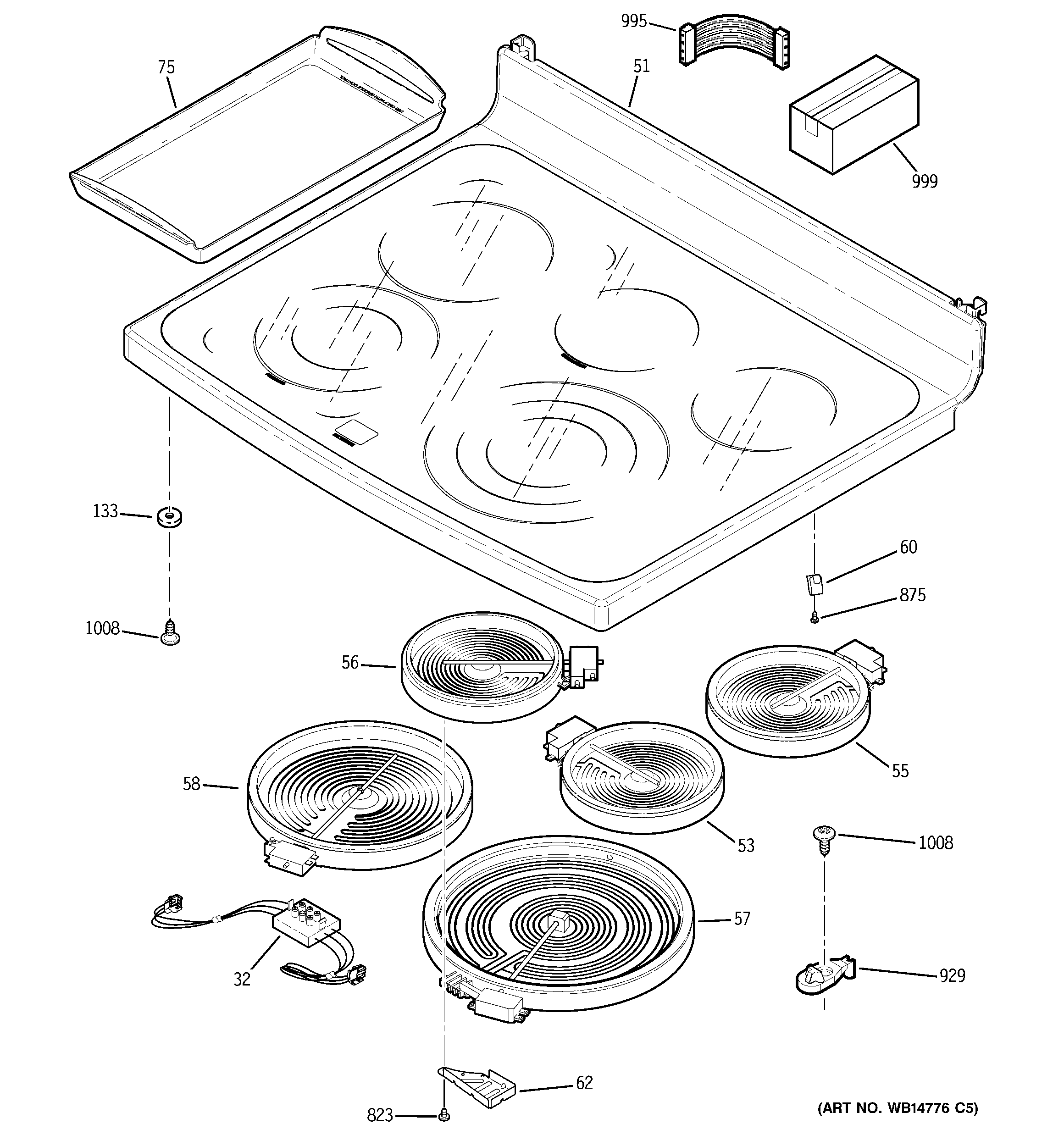 GE PB978SP6SS cooktop diagram