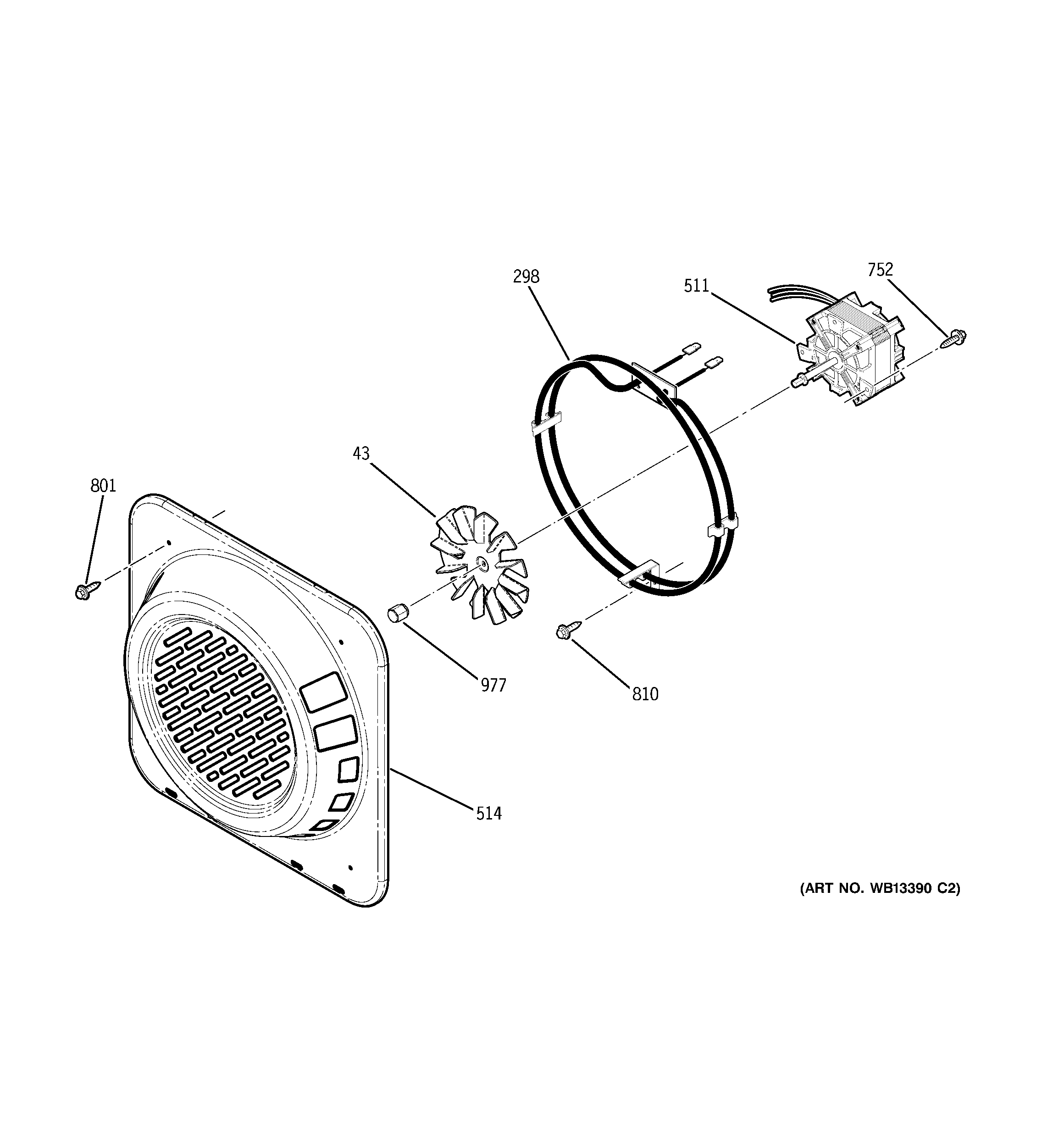 GE PCB975DP4BB convection fan diagram