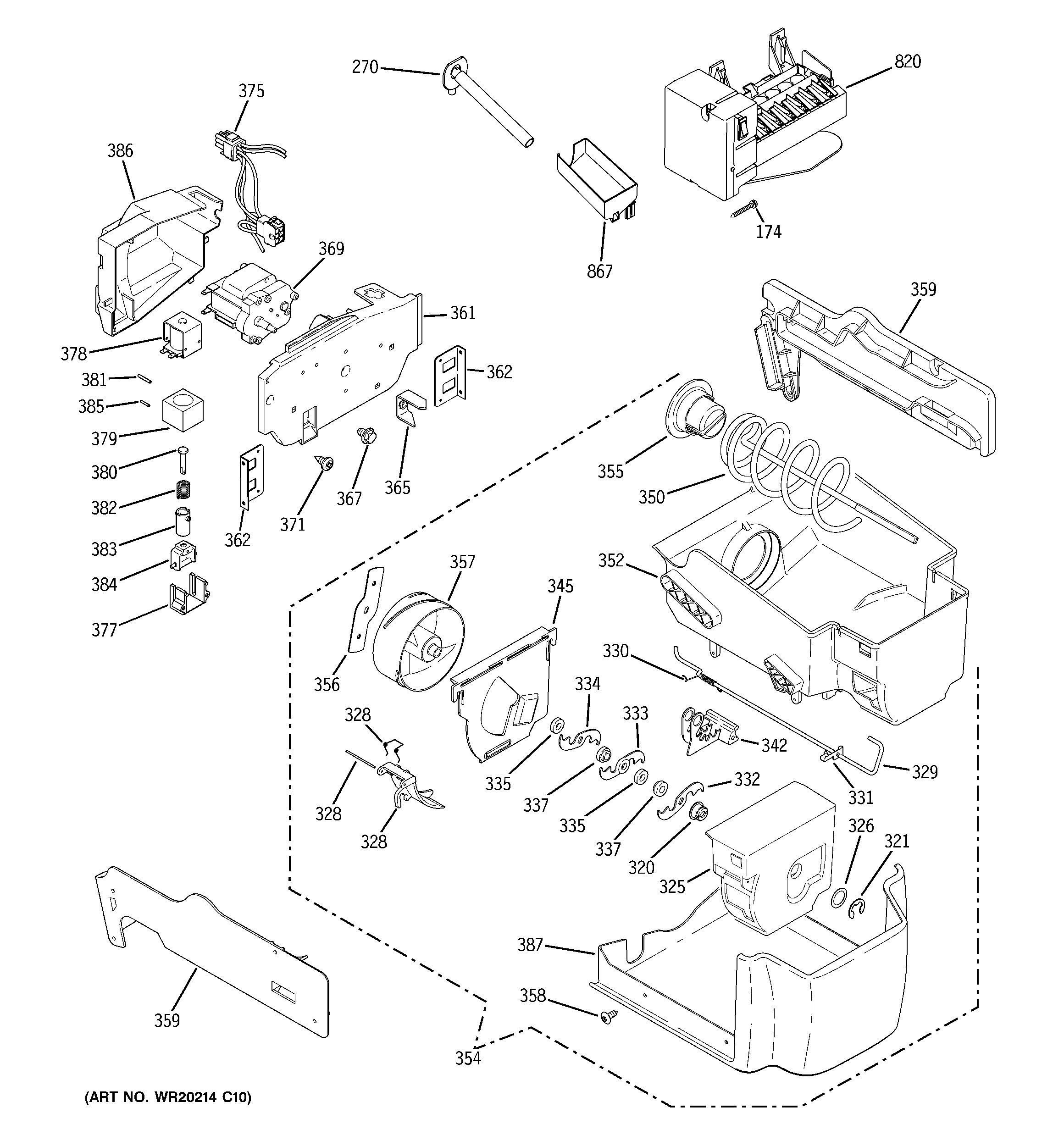 GE GSC23LGRDWW ice maker & dispenser diagram