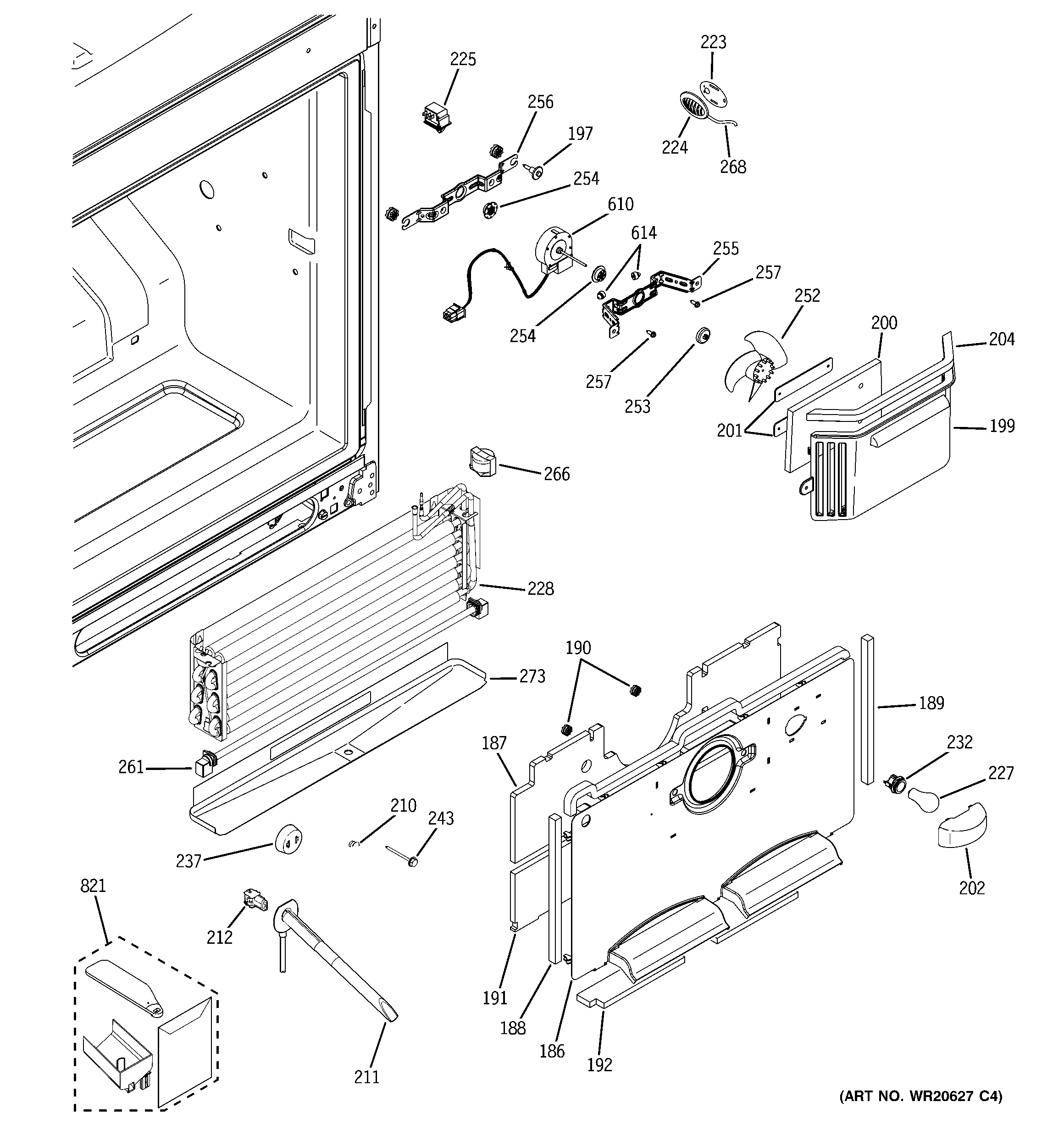 GE PDCE1NBYADWW freezer section diagram