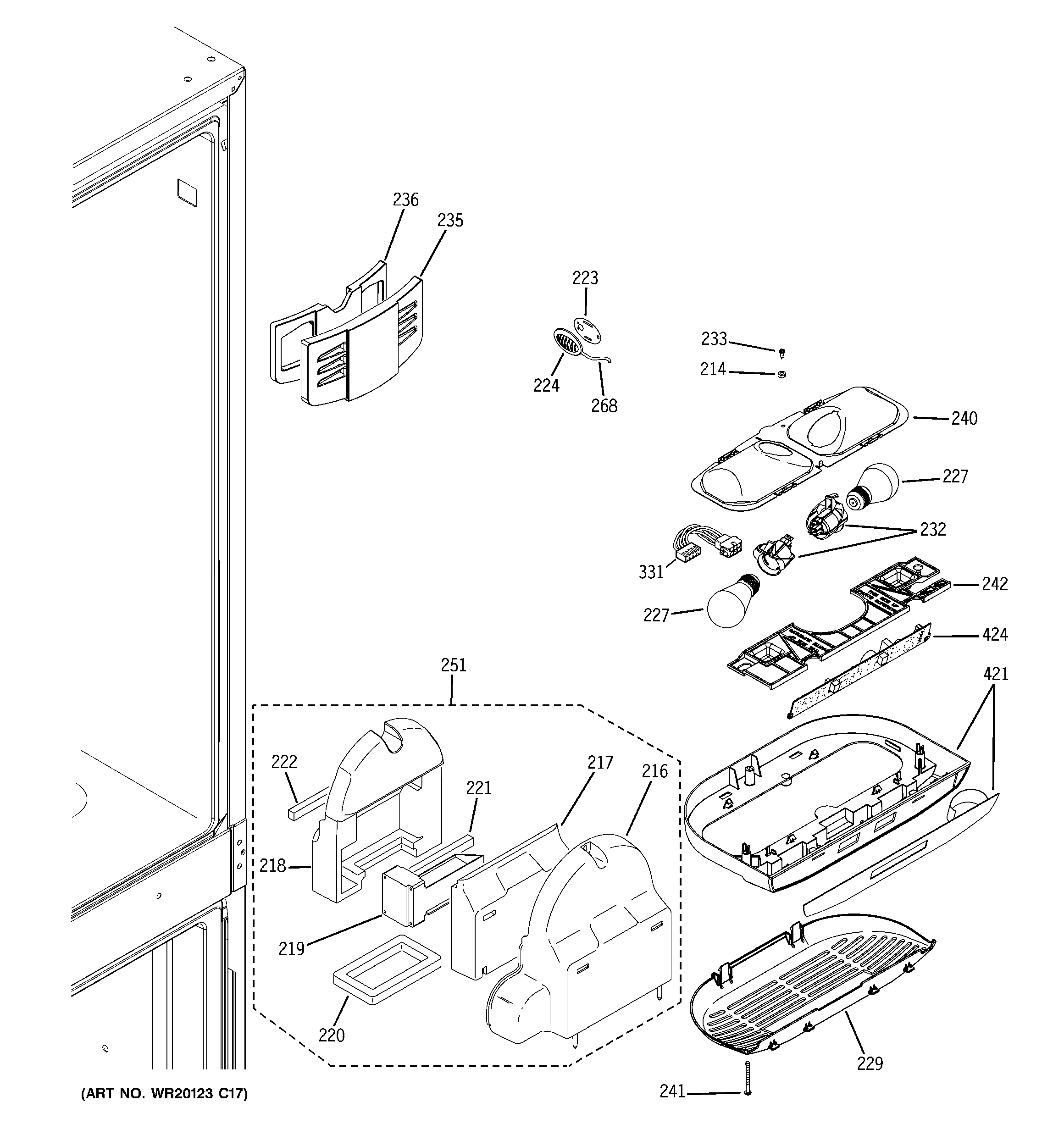 GE PDCE1NBYADWW fresh food section diagram