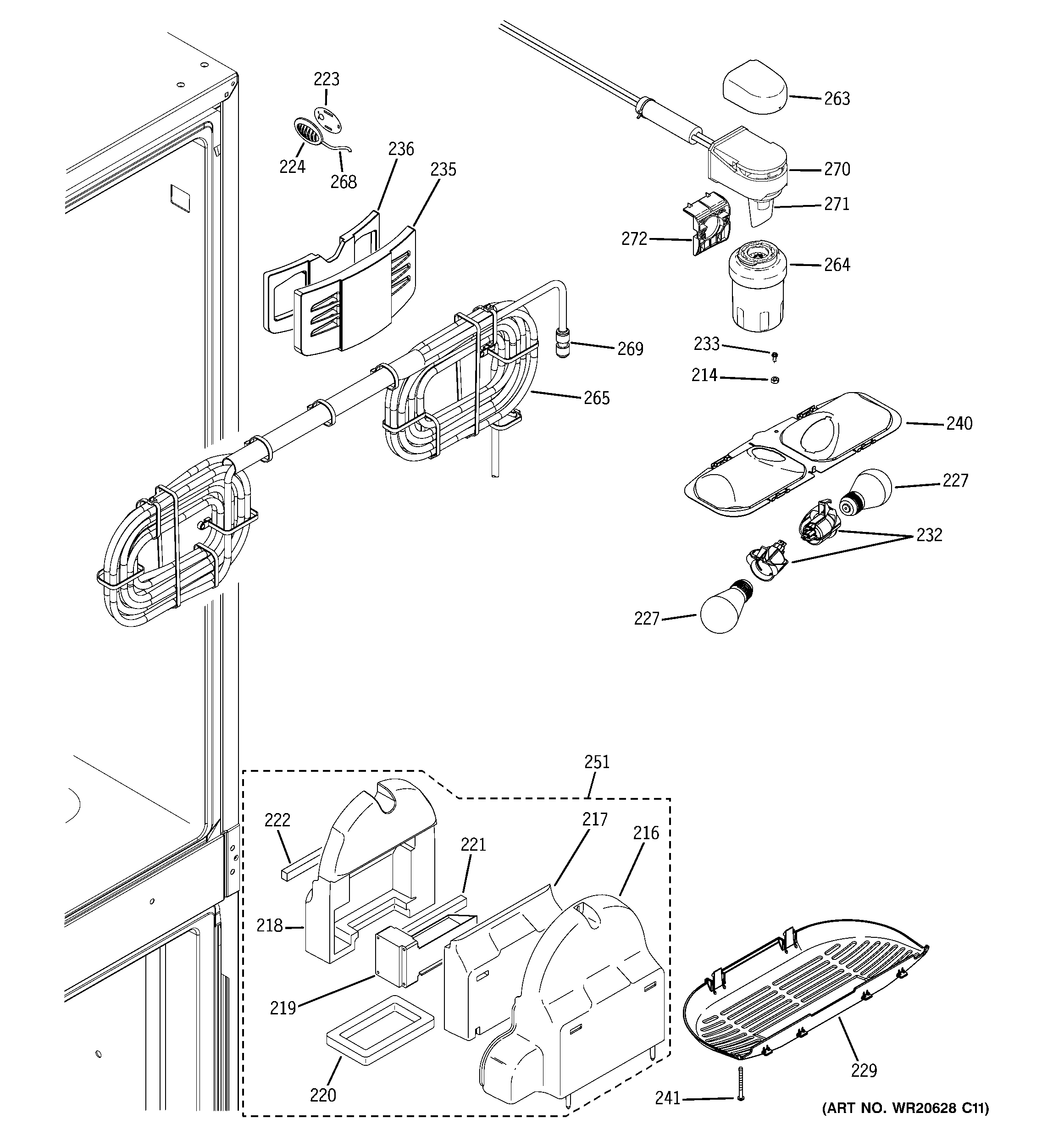 GE PFCE1NJYADSS fresh food section diagram
