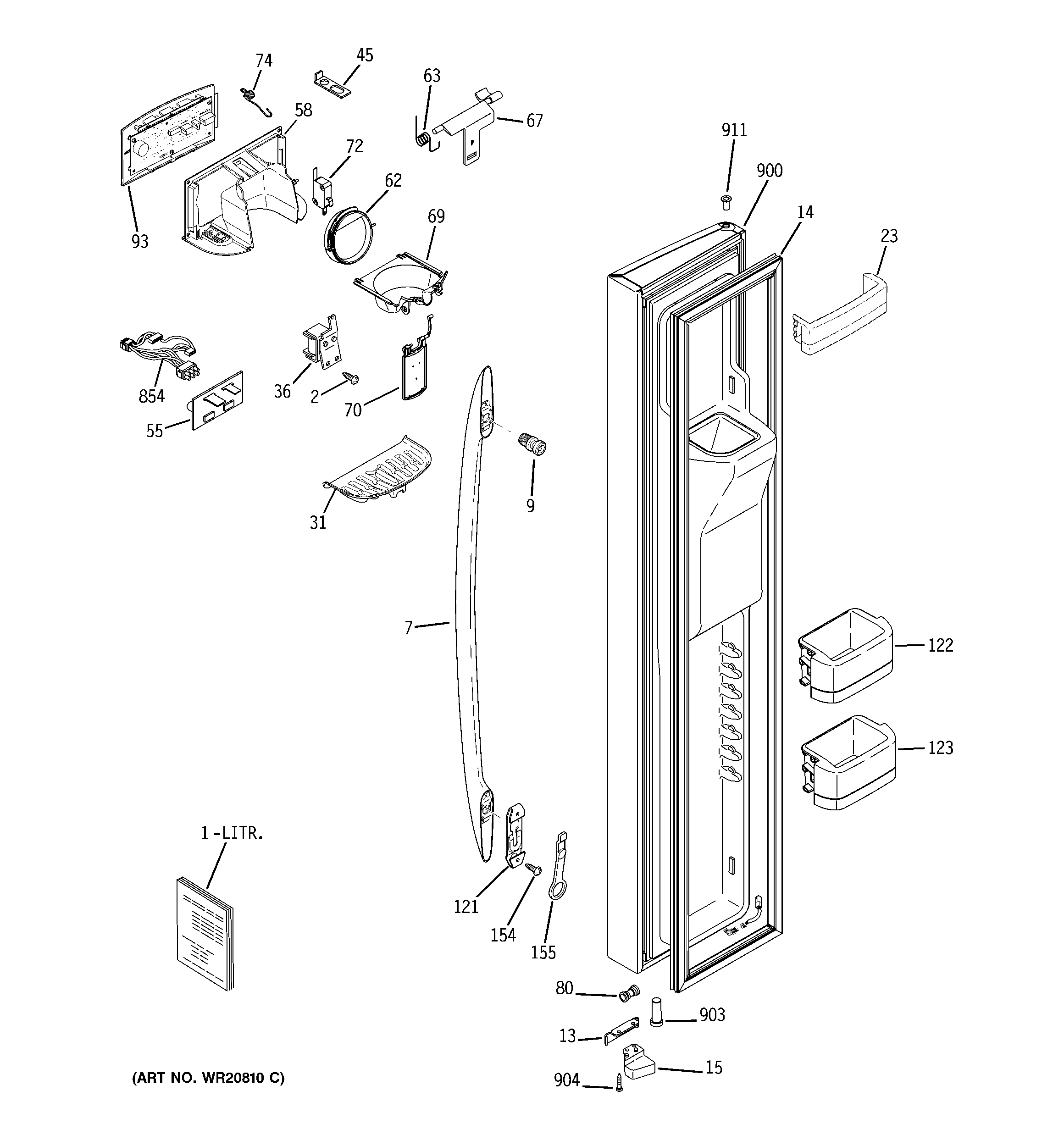 GE PSHF6MGZBEWW freezer door diagram