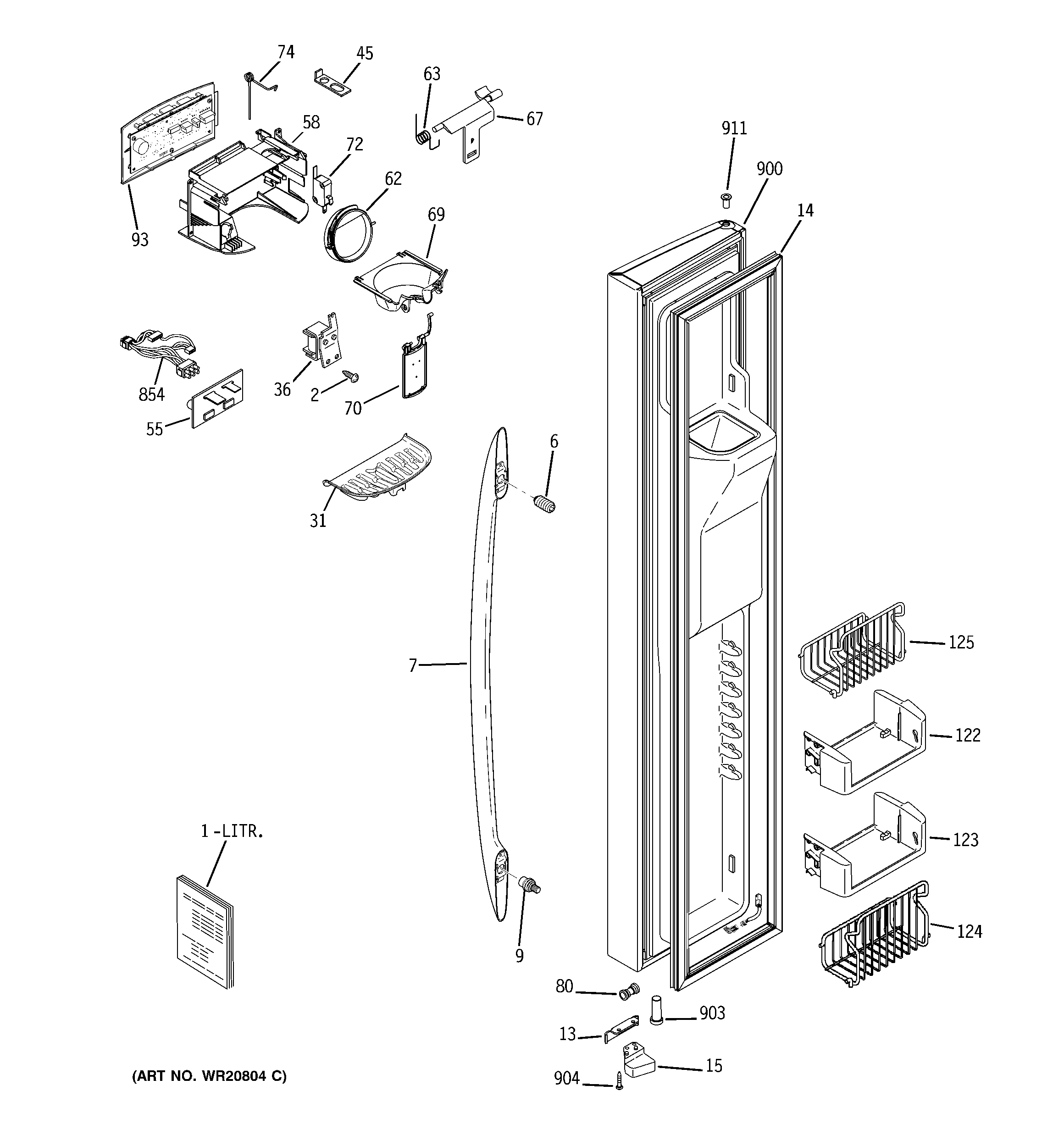 GE PSHW6YGZBESS freezer door diagram