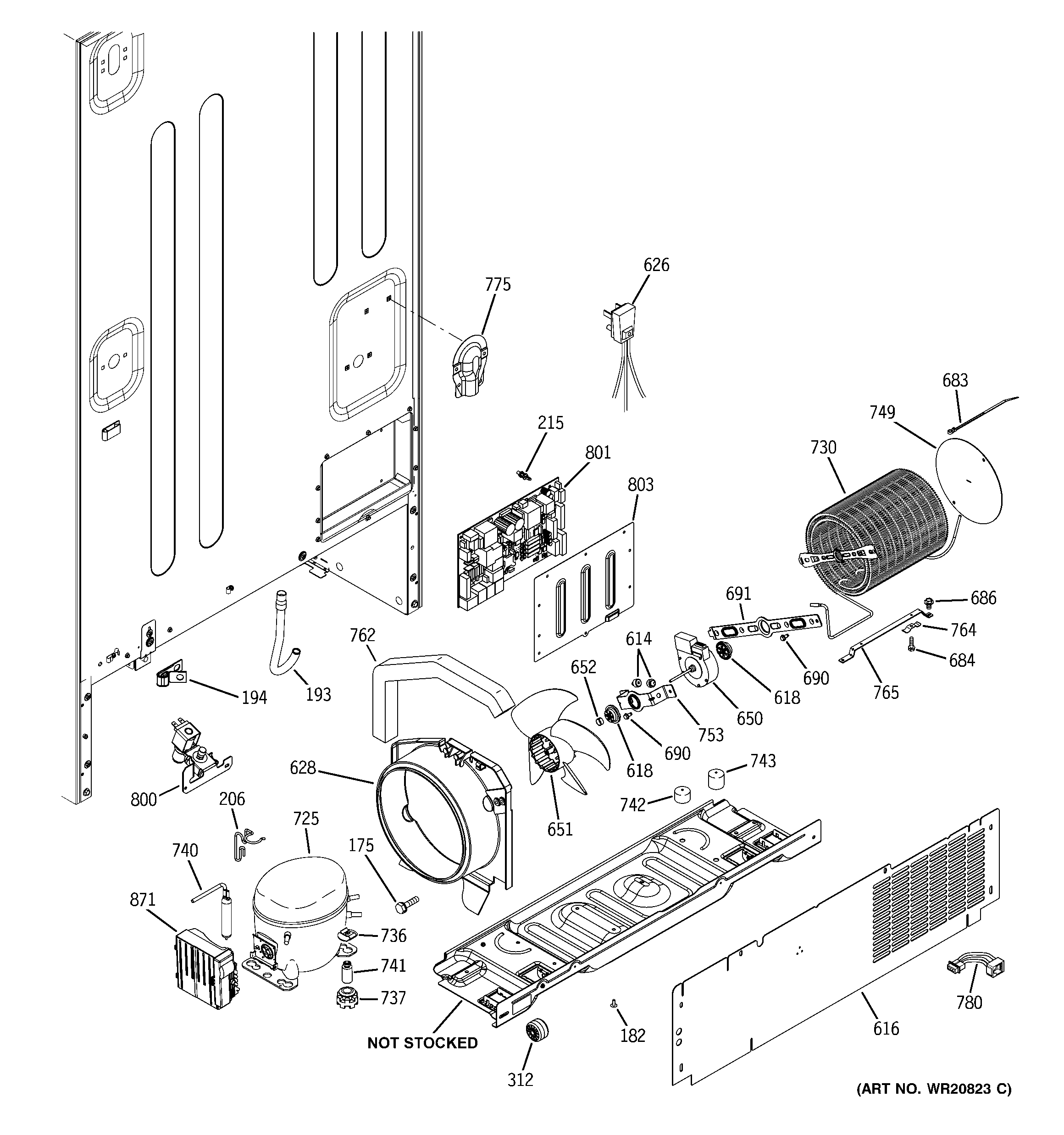 GE PFQS5PJZASS machine compartment diagram