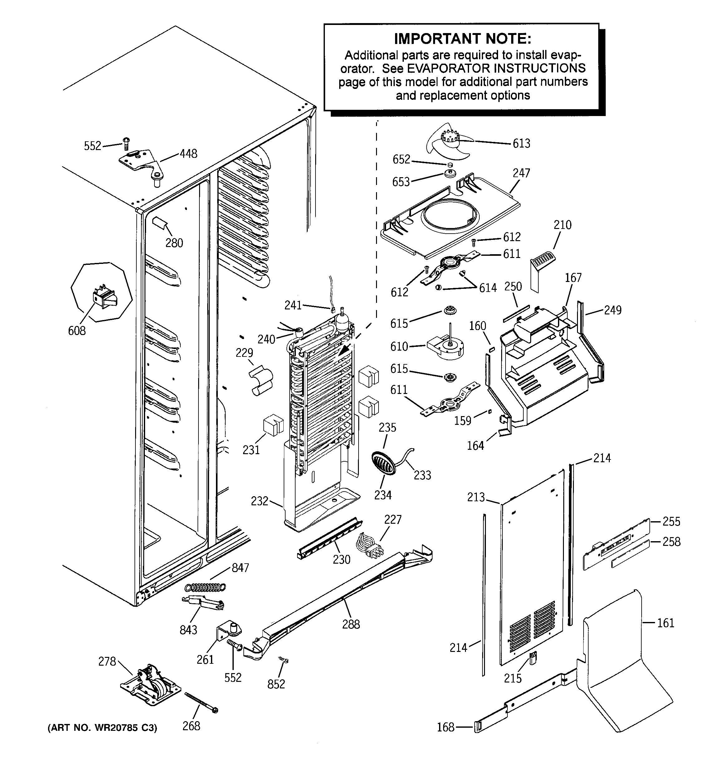 GE PSQS6YGZBESS freezer section diagram