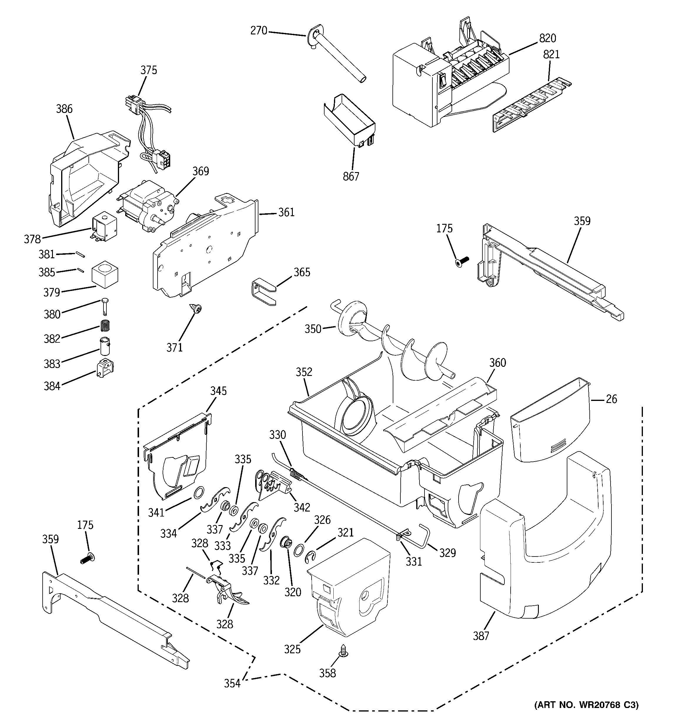 GE PSQS6YGZBESS ice maker & dispenser diagram