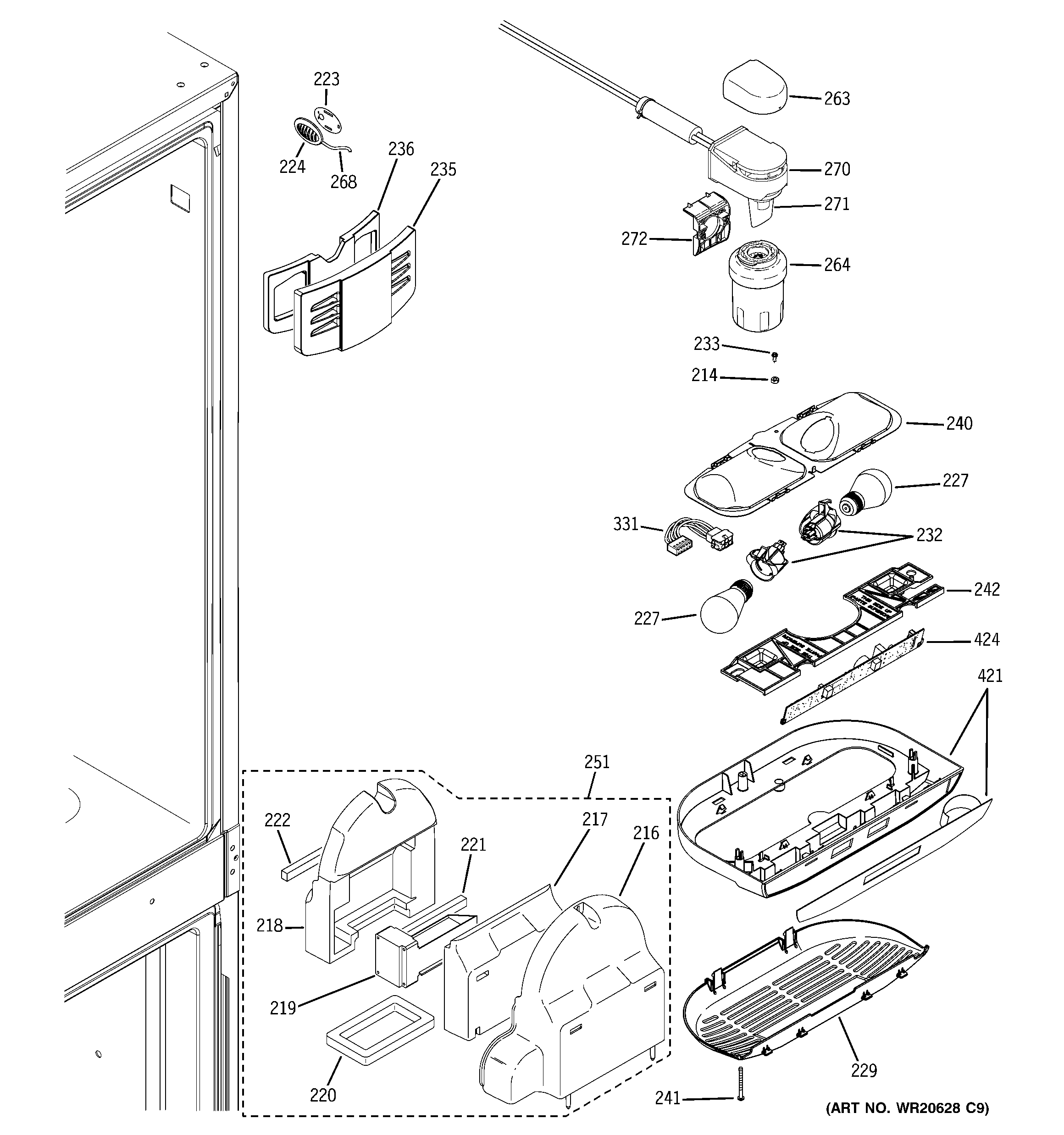 GE PFIC1NFZBBV fresh food section diagram