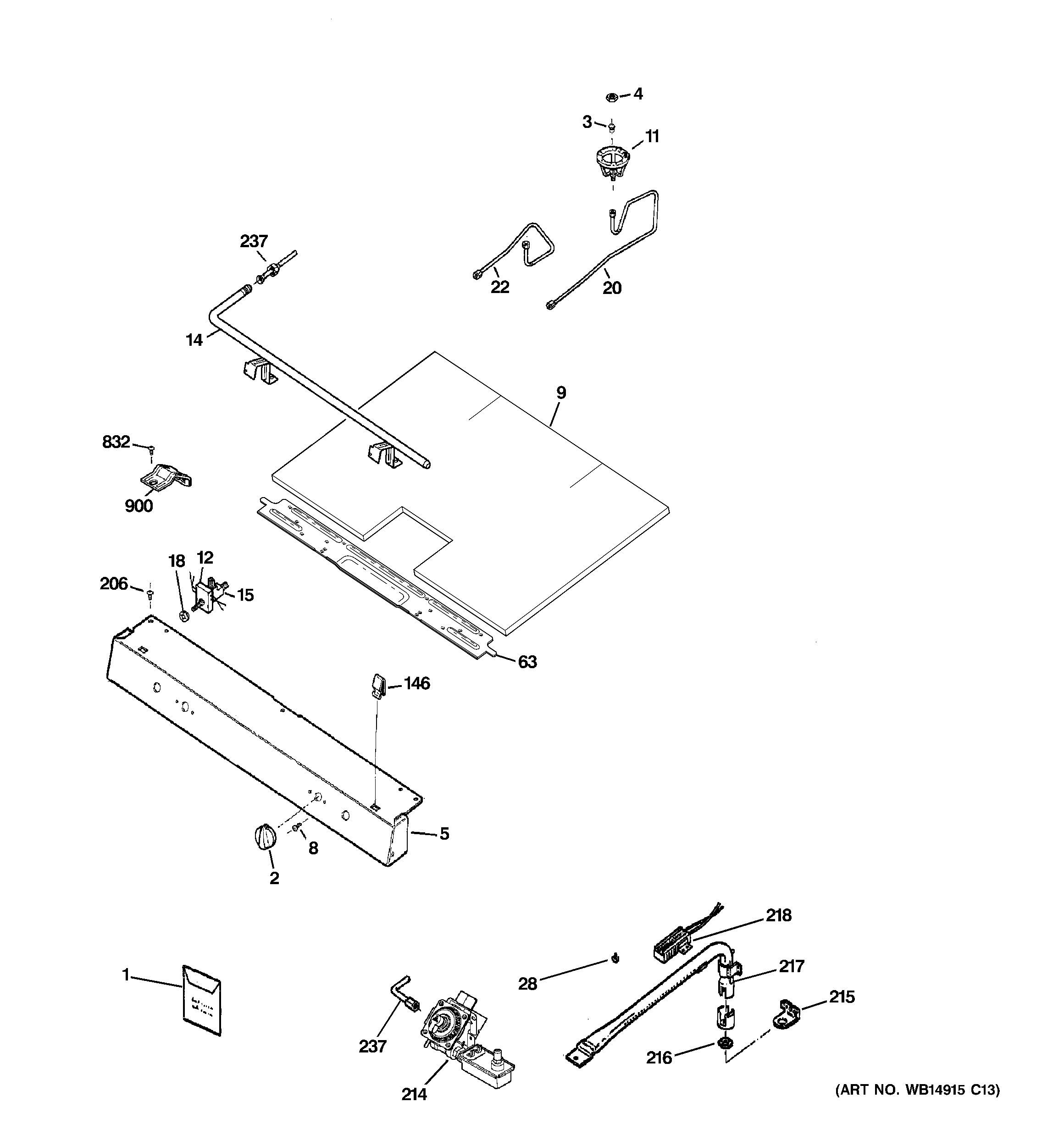 GE JGBS19DEN7WW gas & burner parts diagram