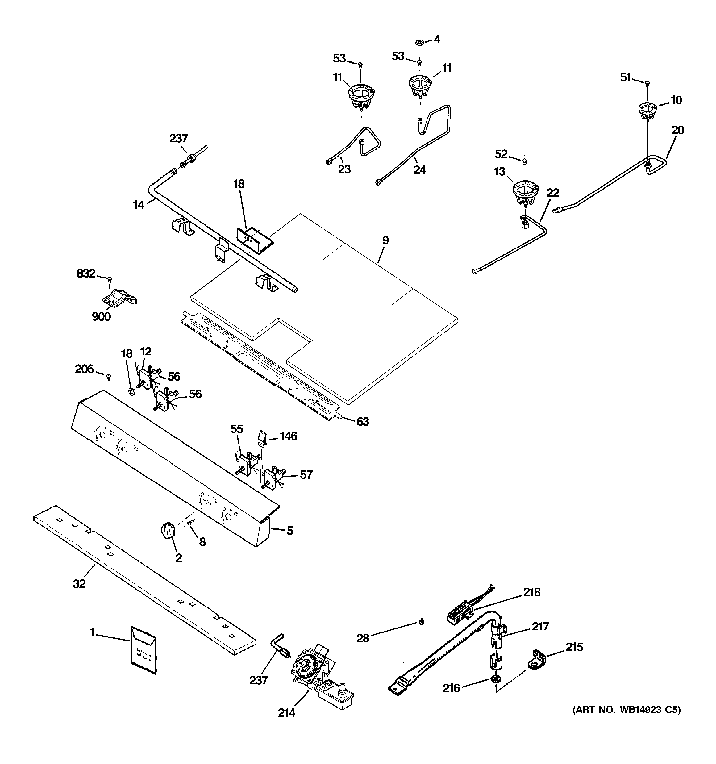 GE JGBS23DEM6WW gas & burner parts diagram