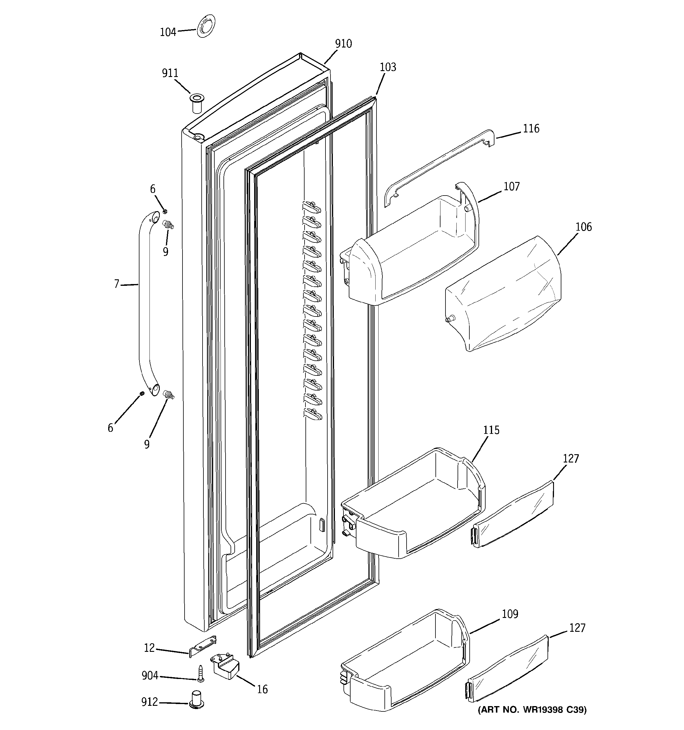 GE DSHS6VGBBCSS fresh food door diagram