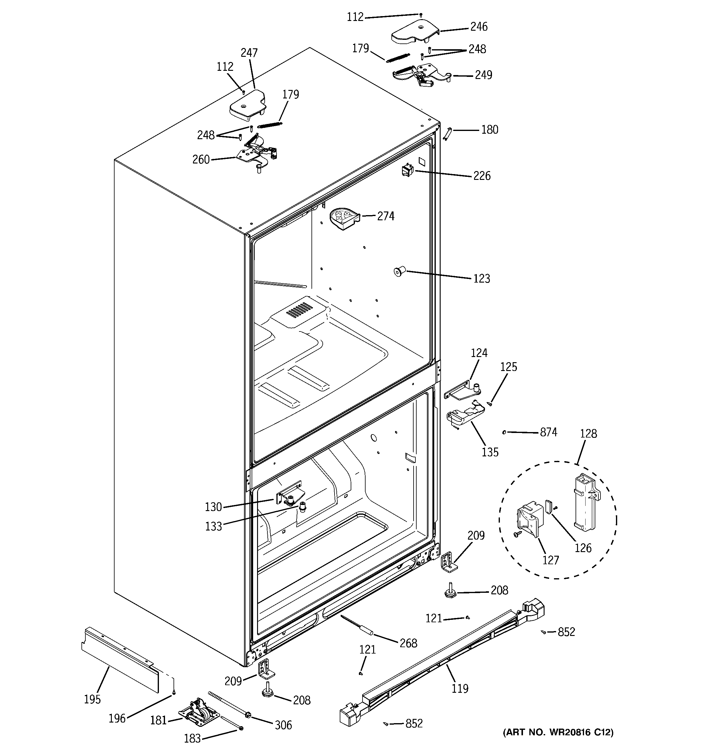 GE PFCS1NFZCSS case parts diagram