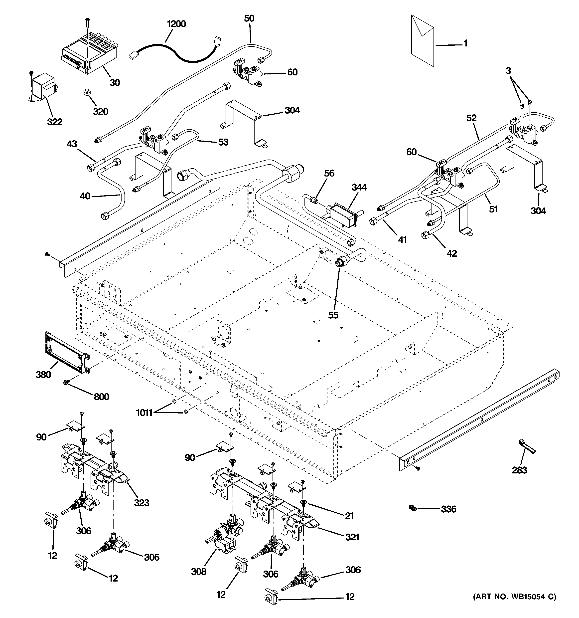 GE ZGP364NRR1SS gas & burner parts diagram