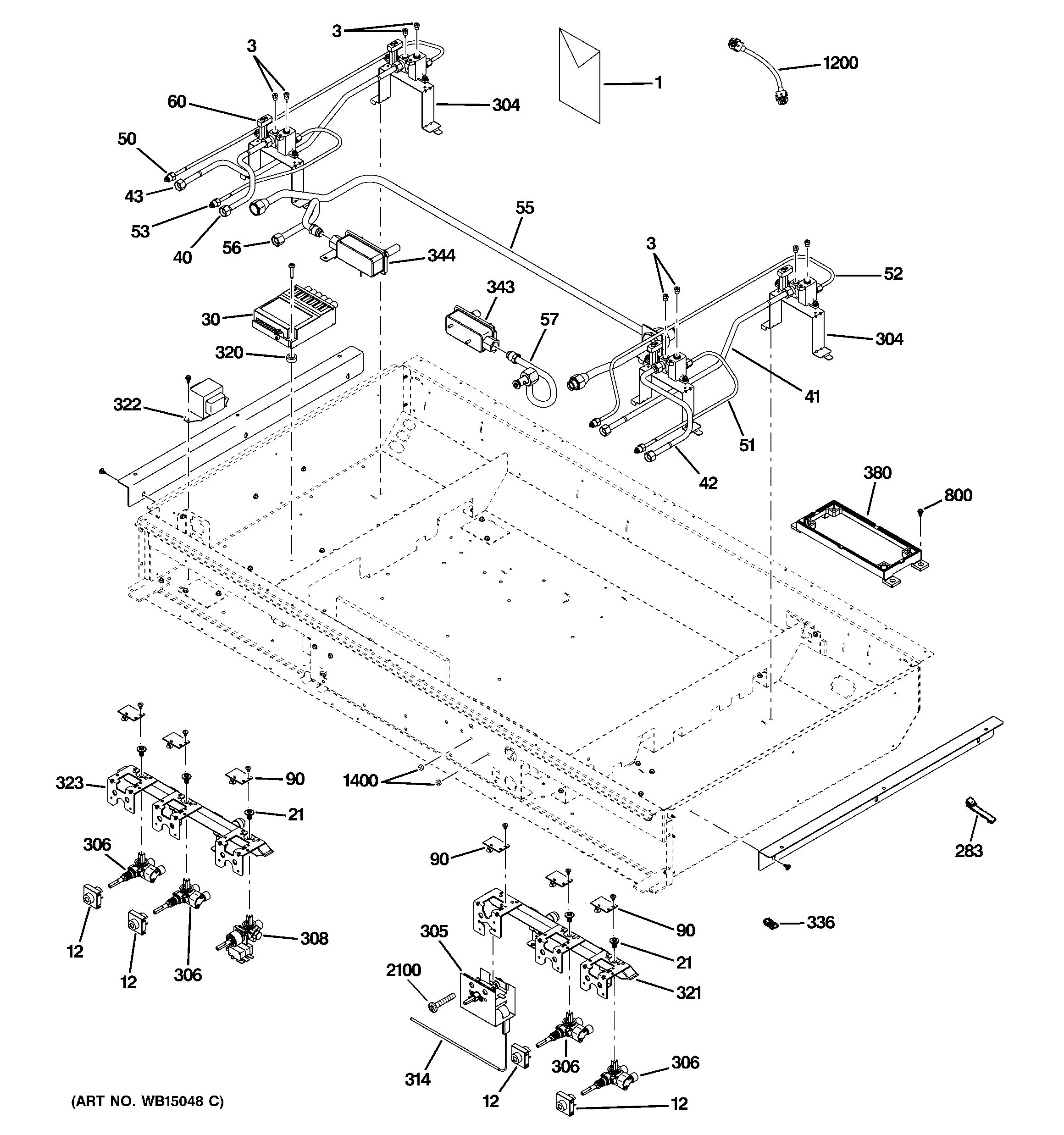 GE ZGP484LGR1SS gas & burner parts diagram