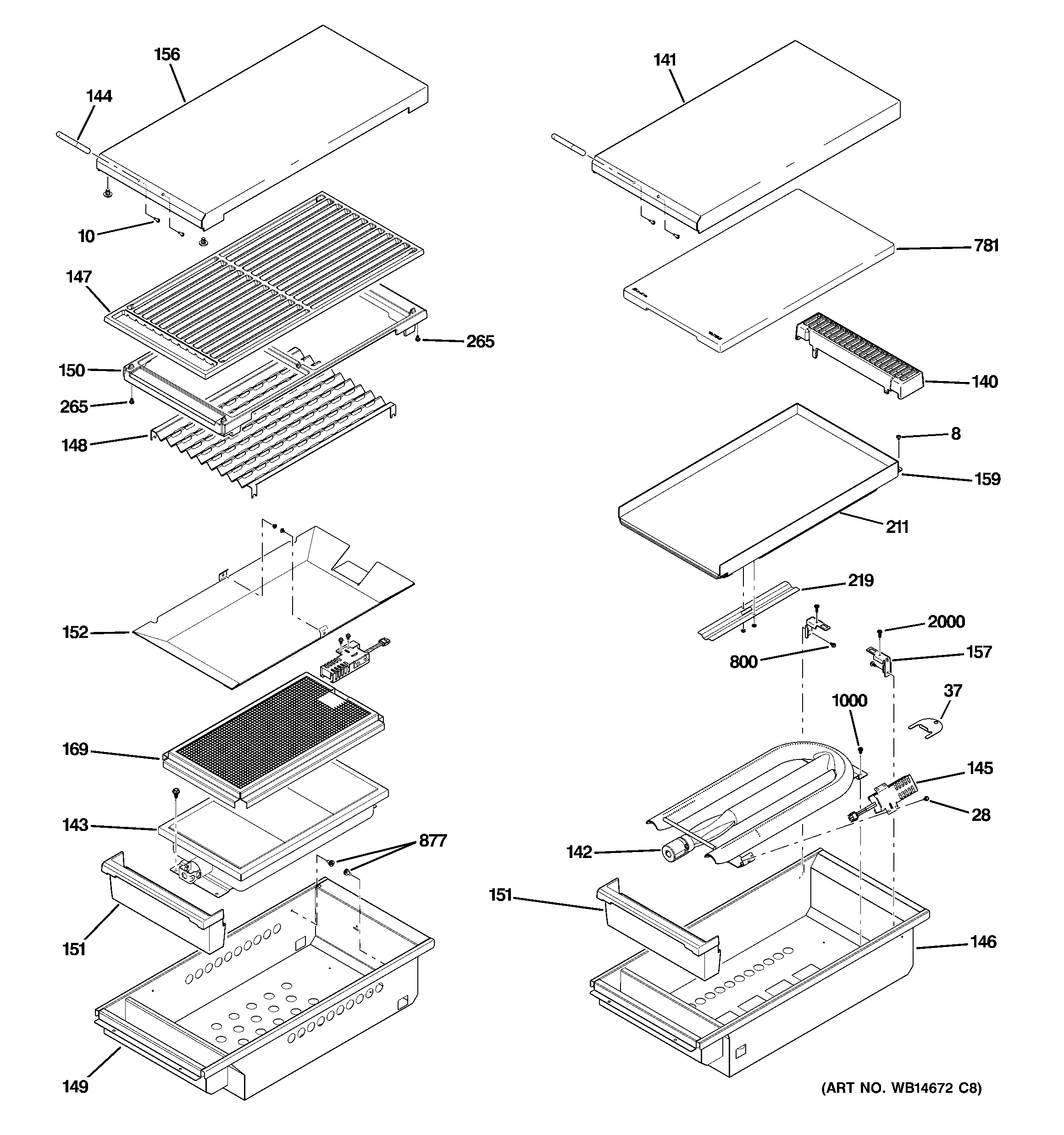 GE ZGP484LGR1SS grill & griddle assembly diagram