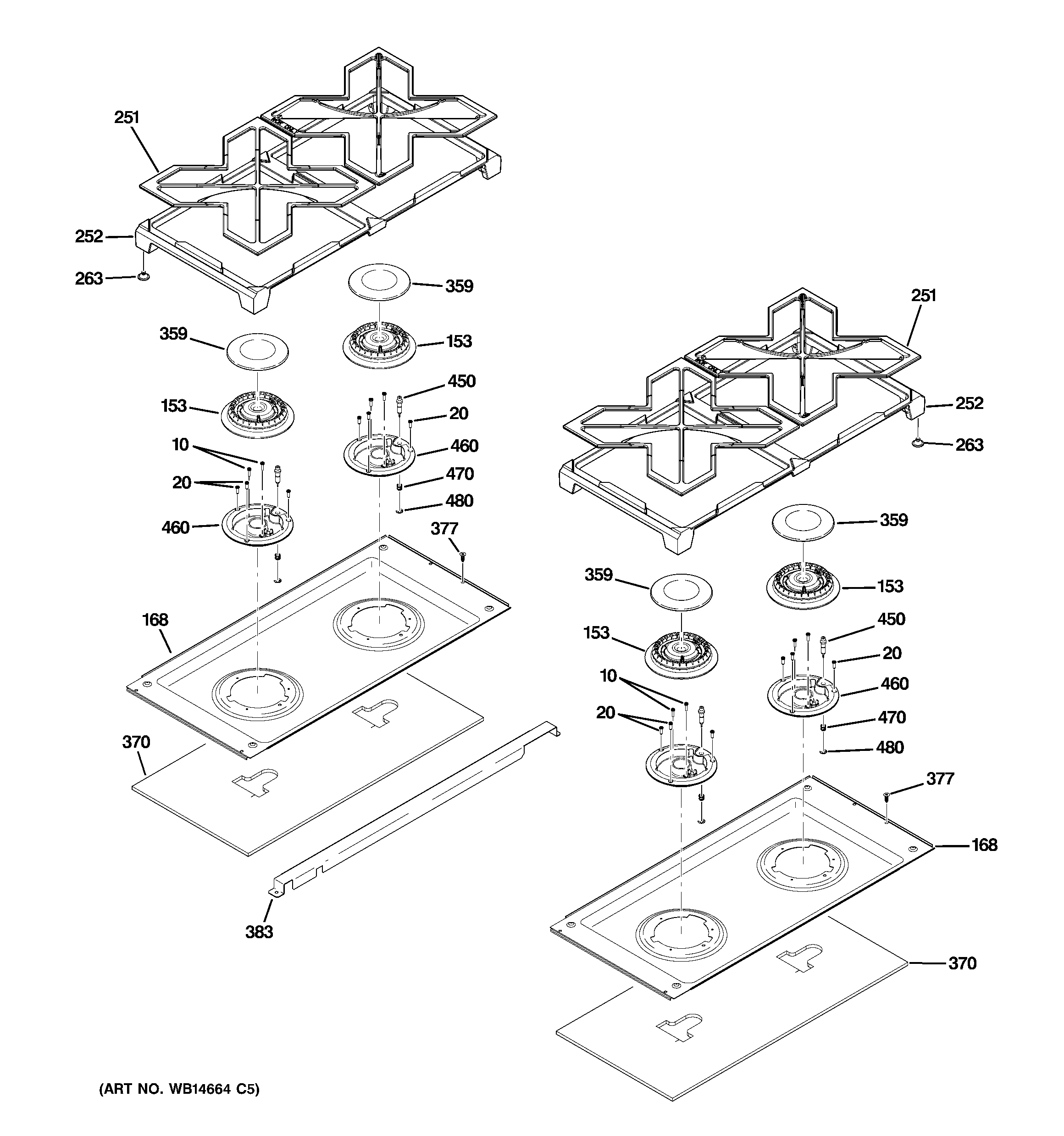 GE ZGP484LGR1SS cooktop diagram