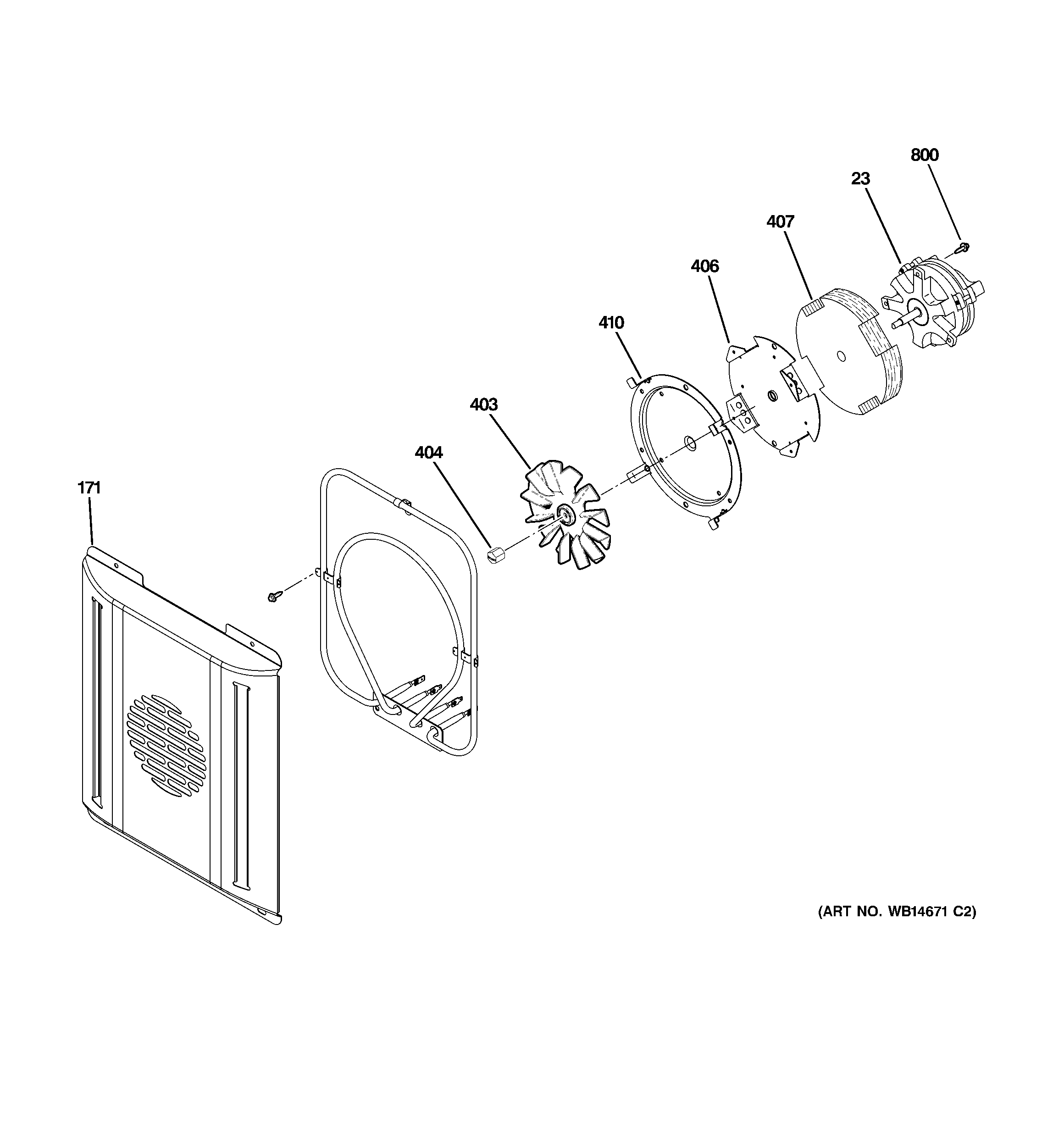 GE ZGP486LDR1SS small convection fan diagram