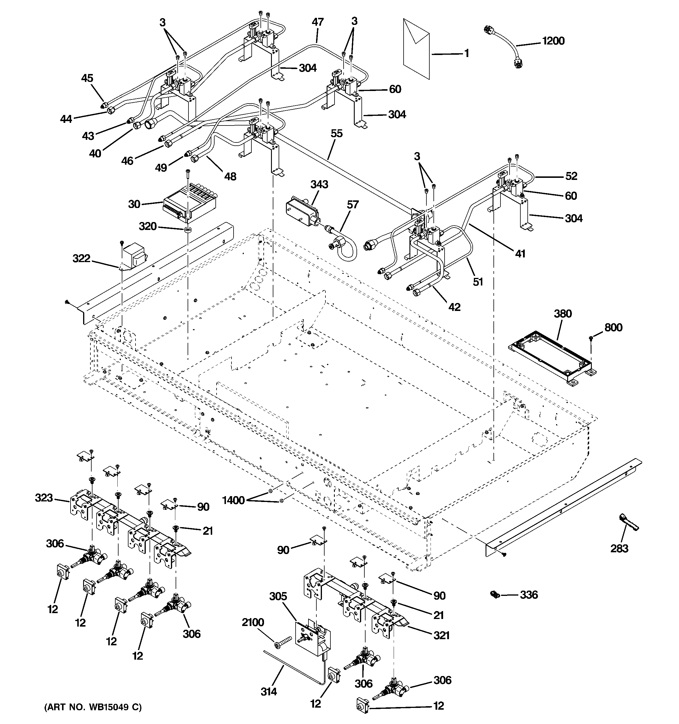GE ZGP486NDR1SS gas & burner parts diagram