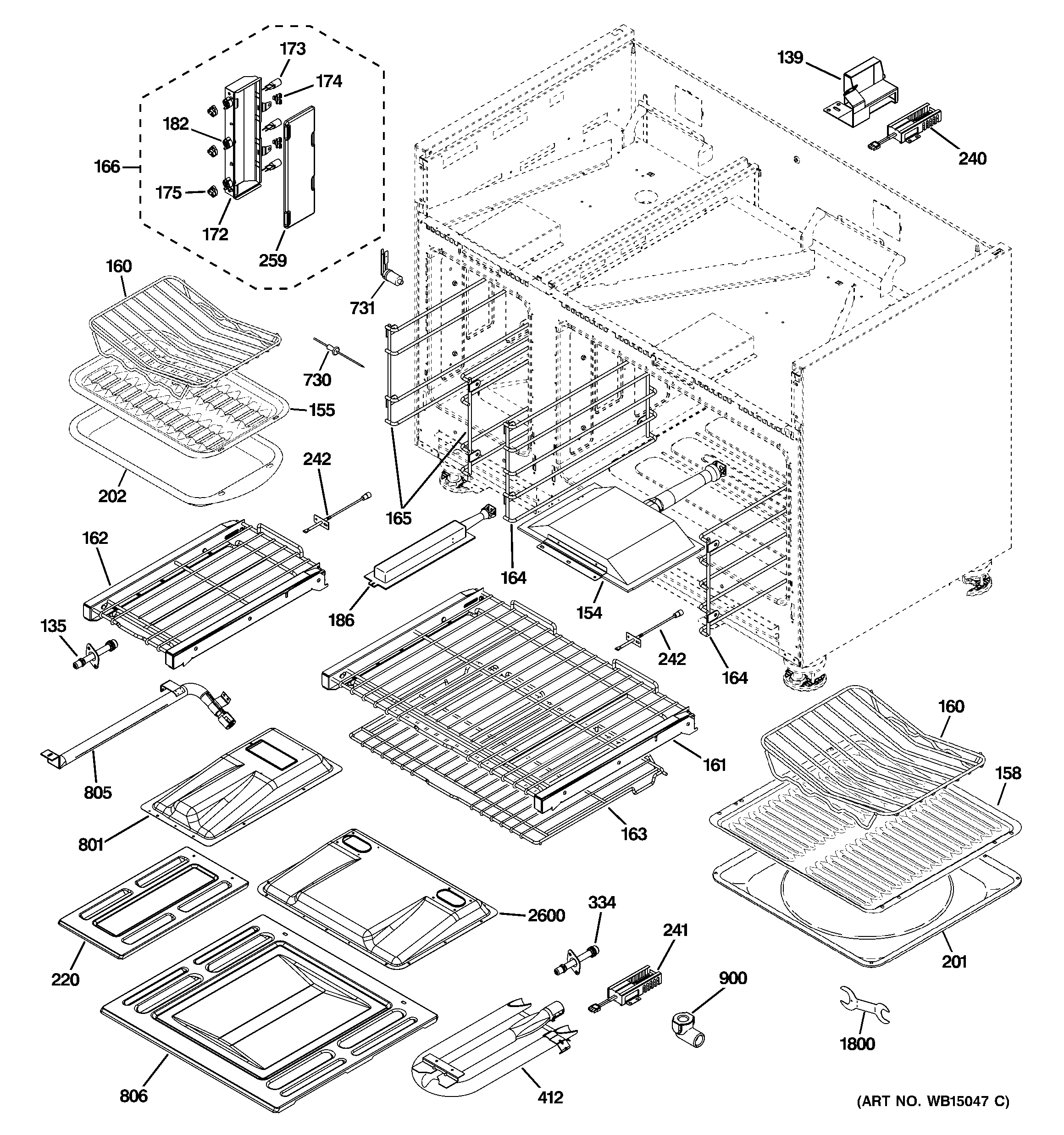 GE ZGP486NDR1SS oven cavity parts diagram