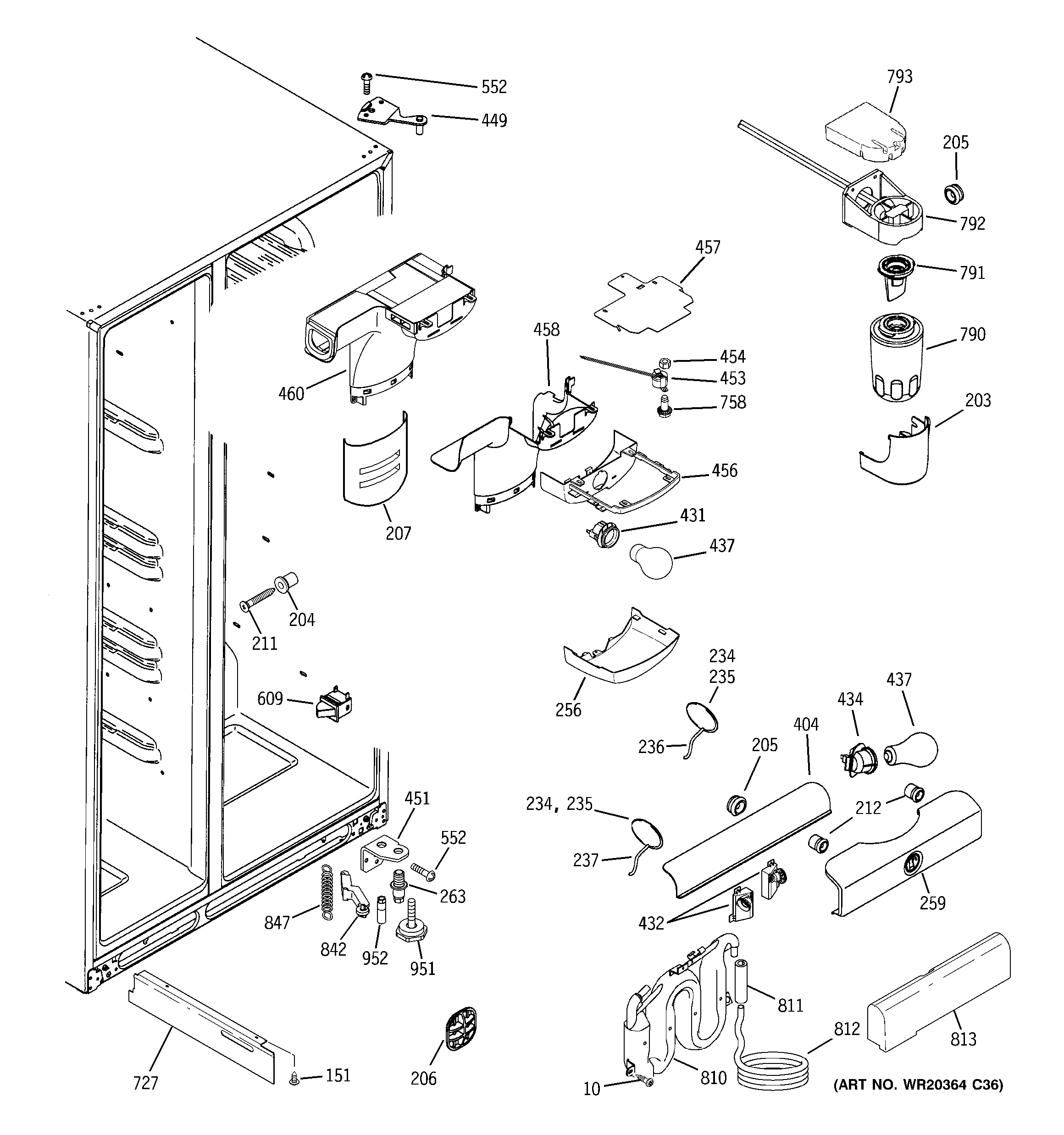 GE DSHS5PGXAESS fresh food section diagram