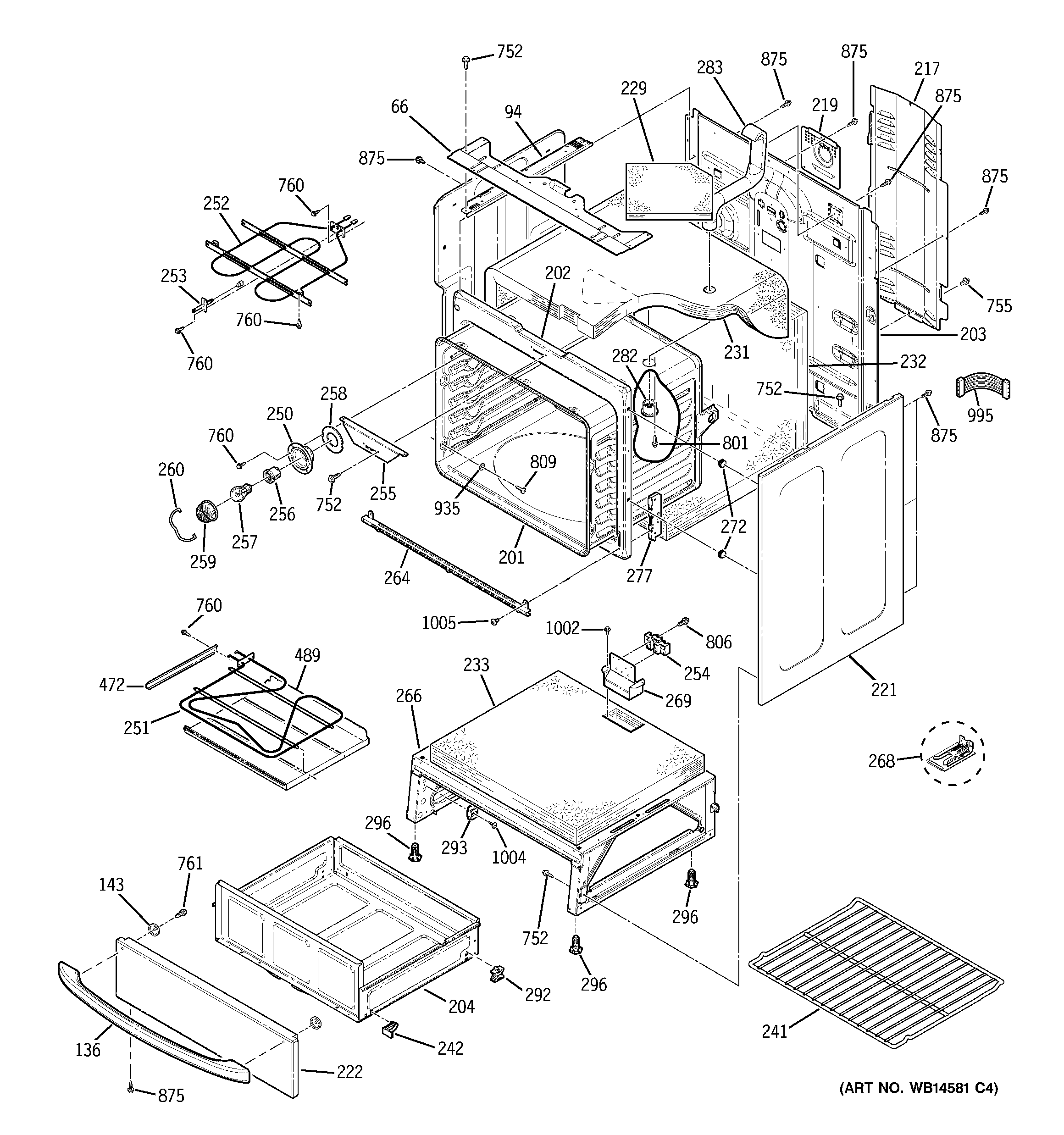 GE JB650ST1SS body parts diagram