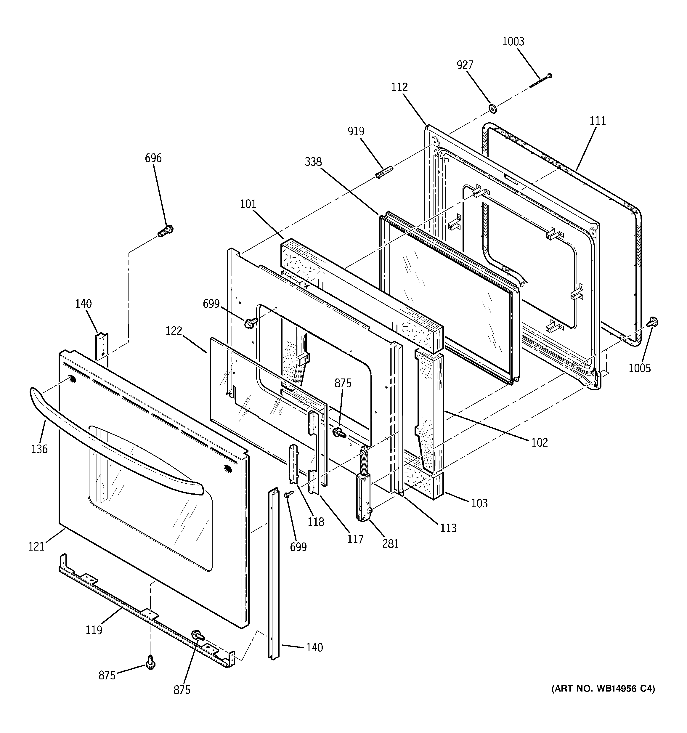 GE JB650ST1SS door diagram