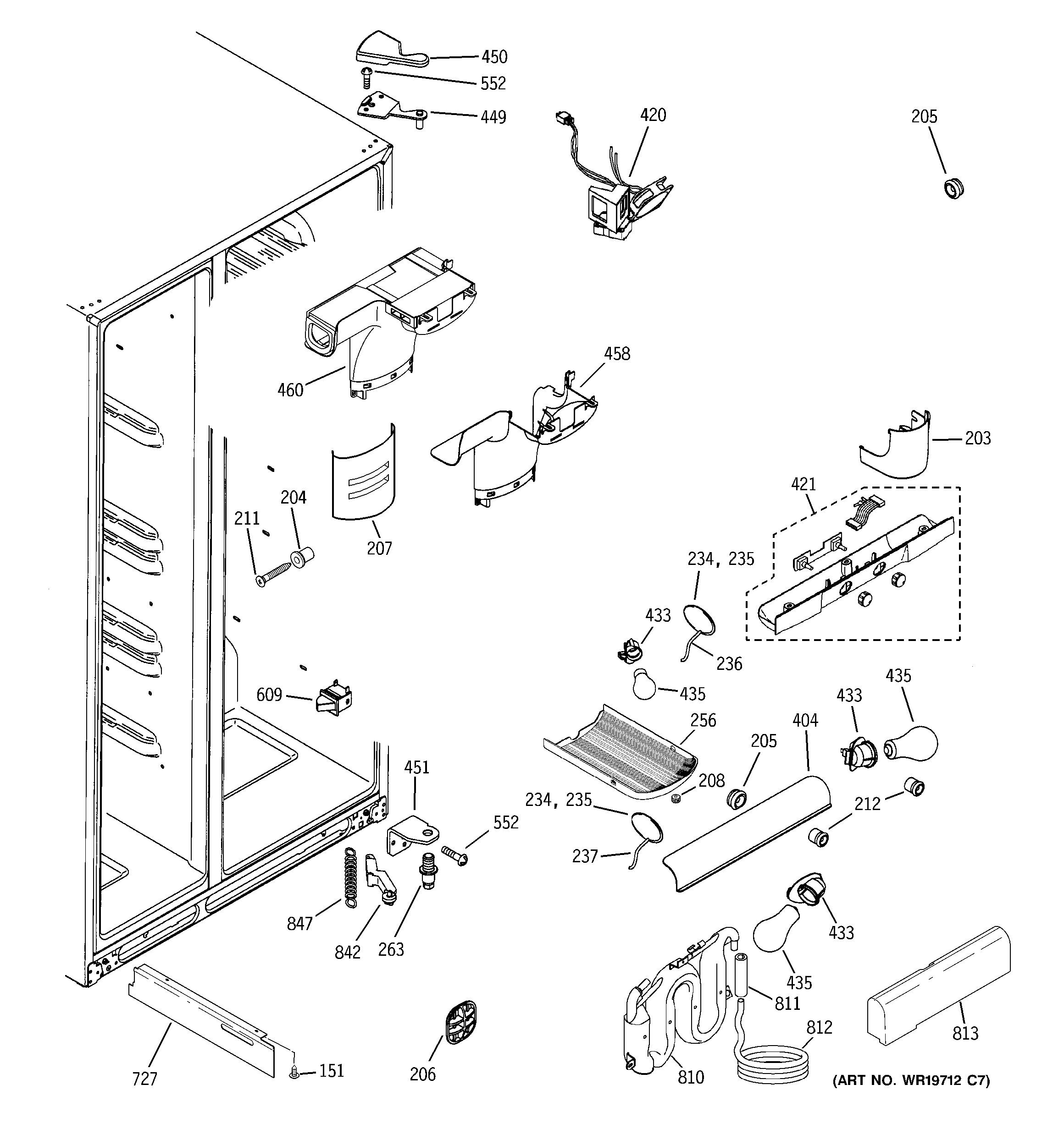 GE GCE23YETAFWW fresh food section diagram