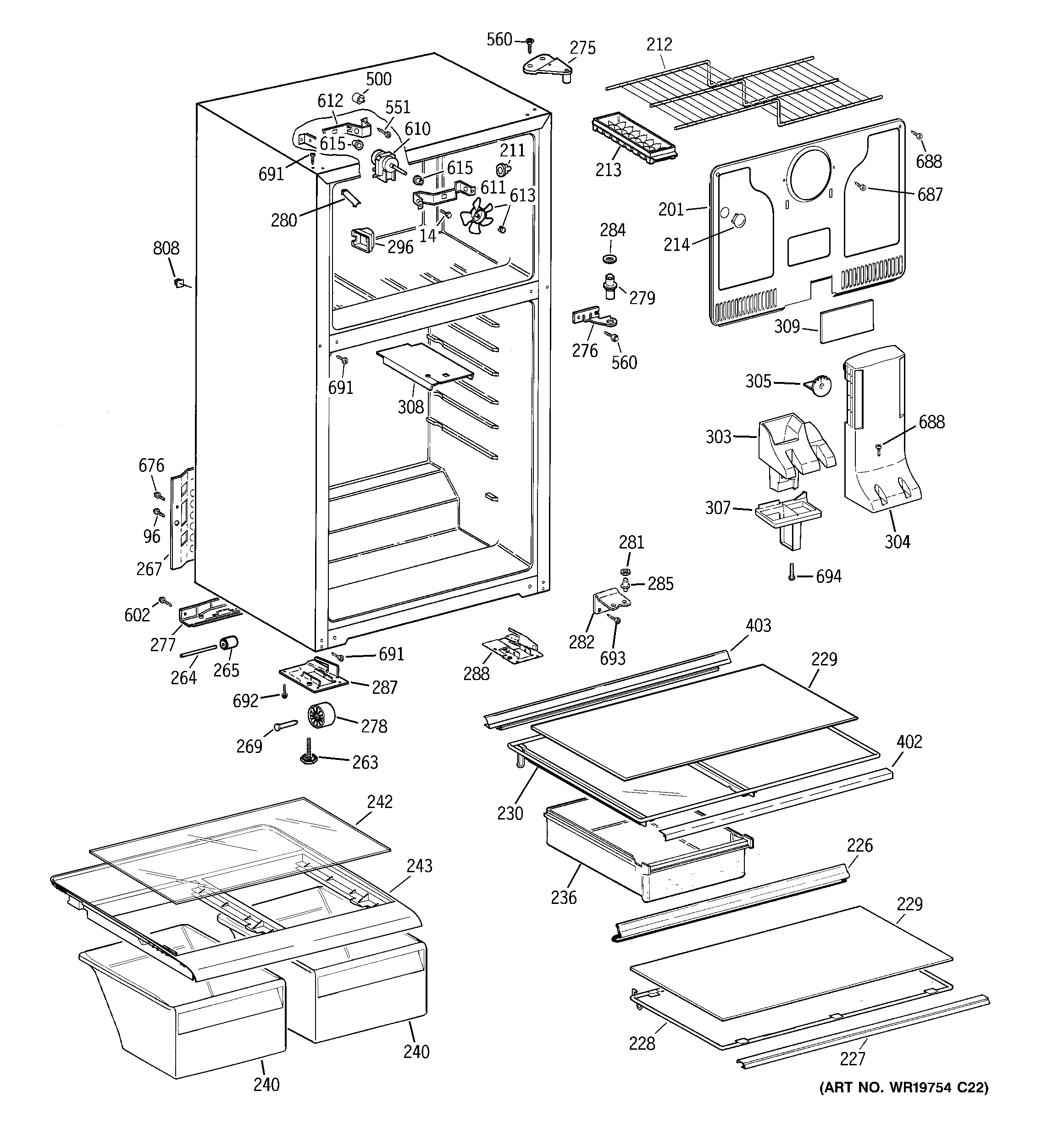 Hotpoint HTH18GBT2RCC cabinet diagram