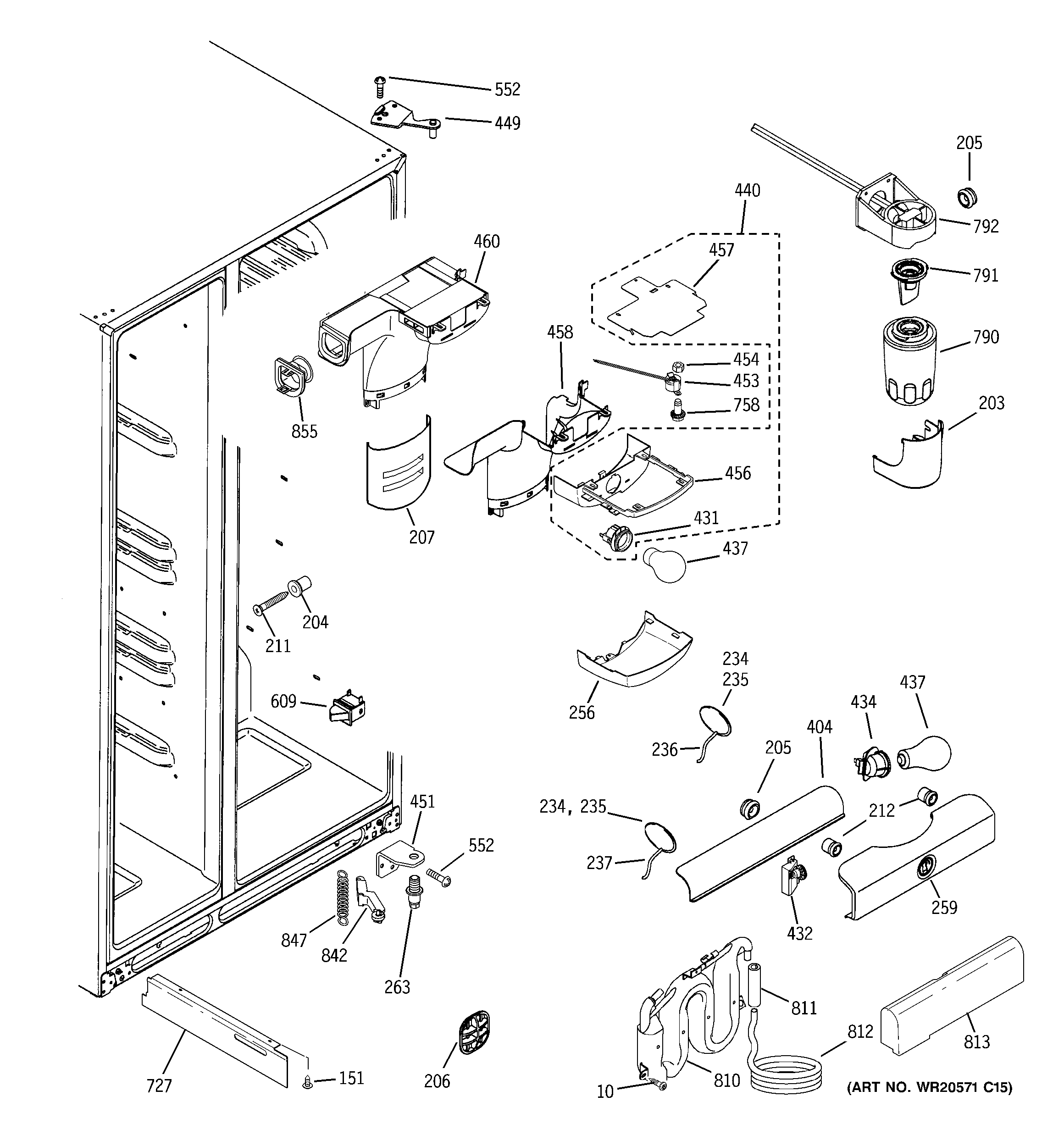 GE GSHF6LGBBHBB fresh food section diagram