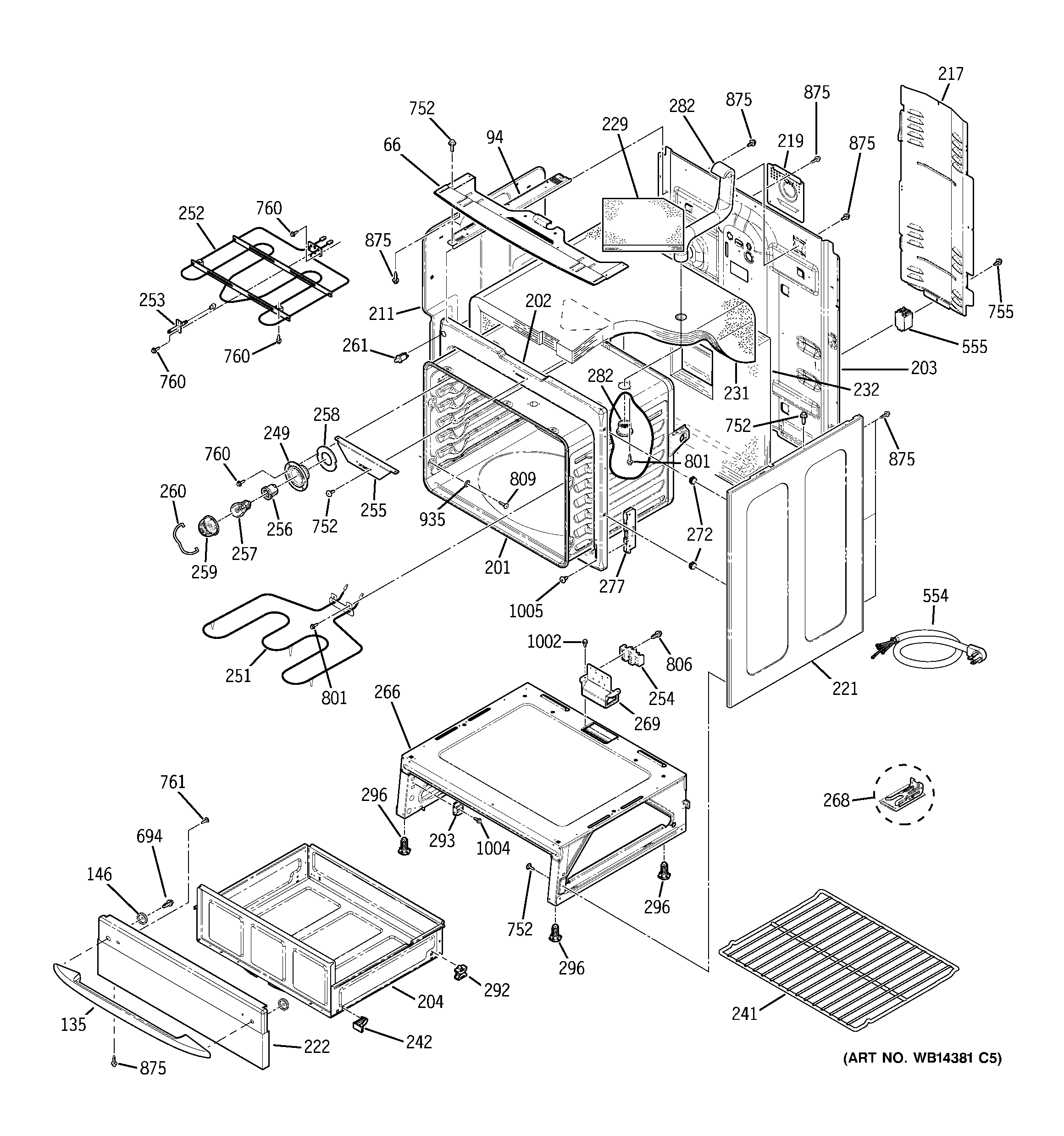GE PCB800SP2SS body parts diagram