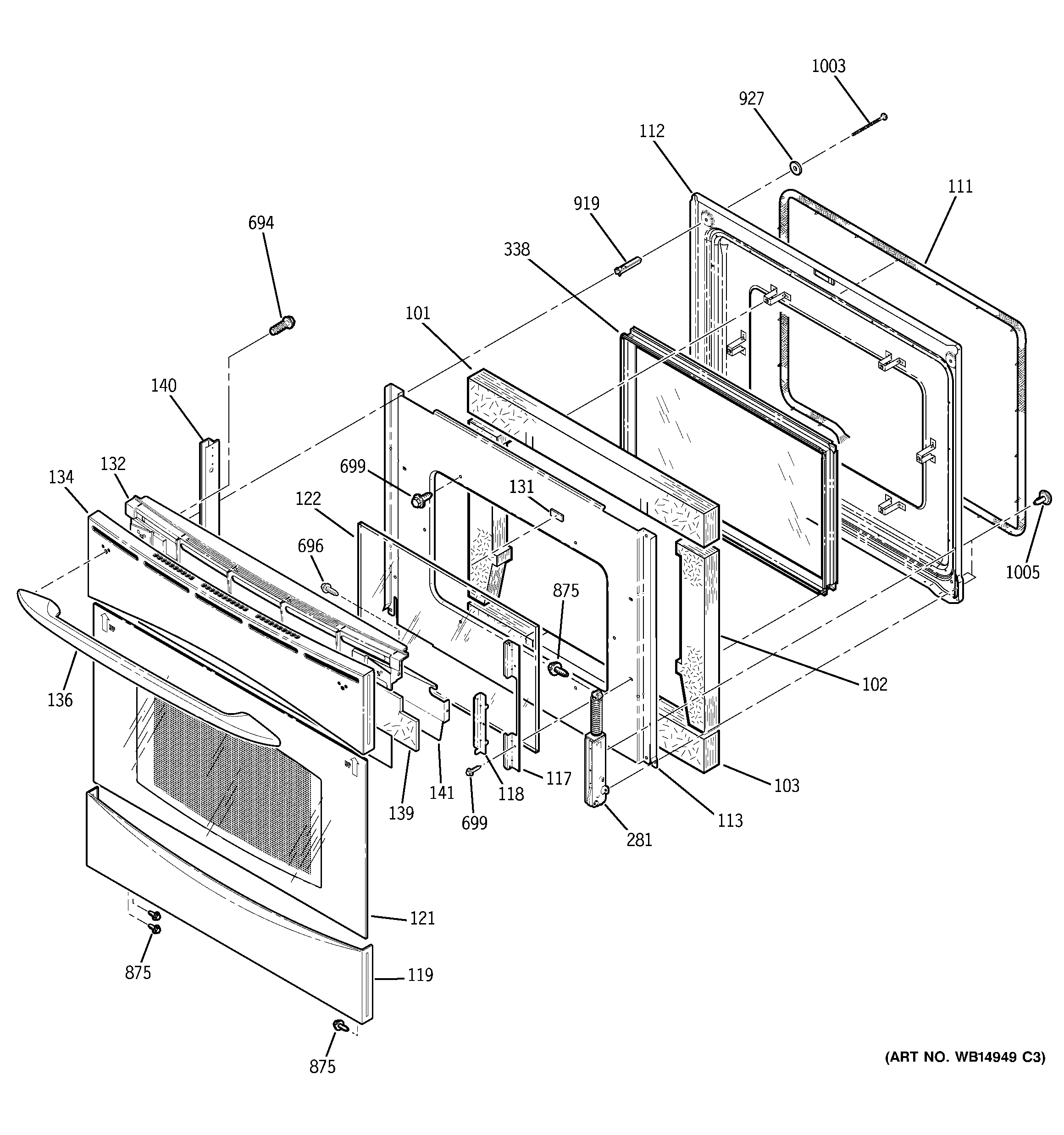 GE PCB800SP2SS door diagram