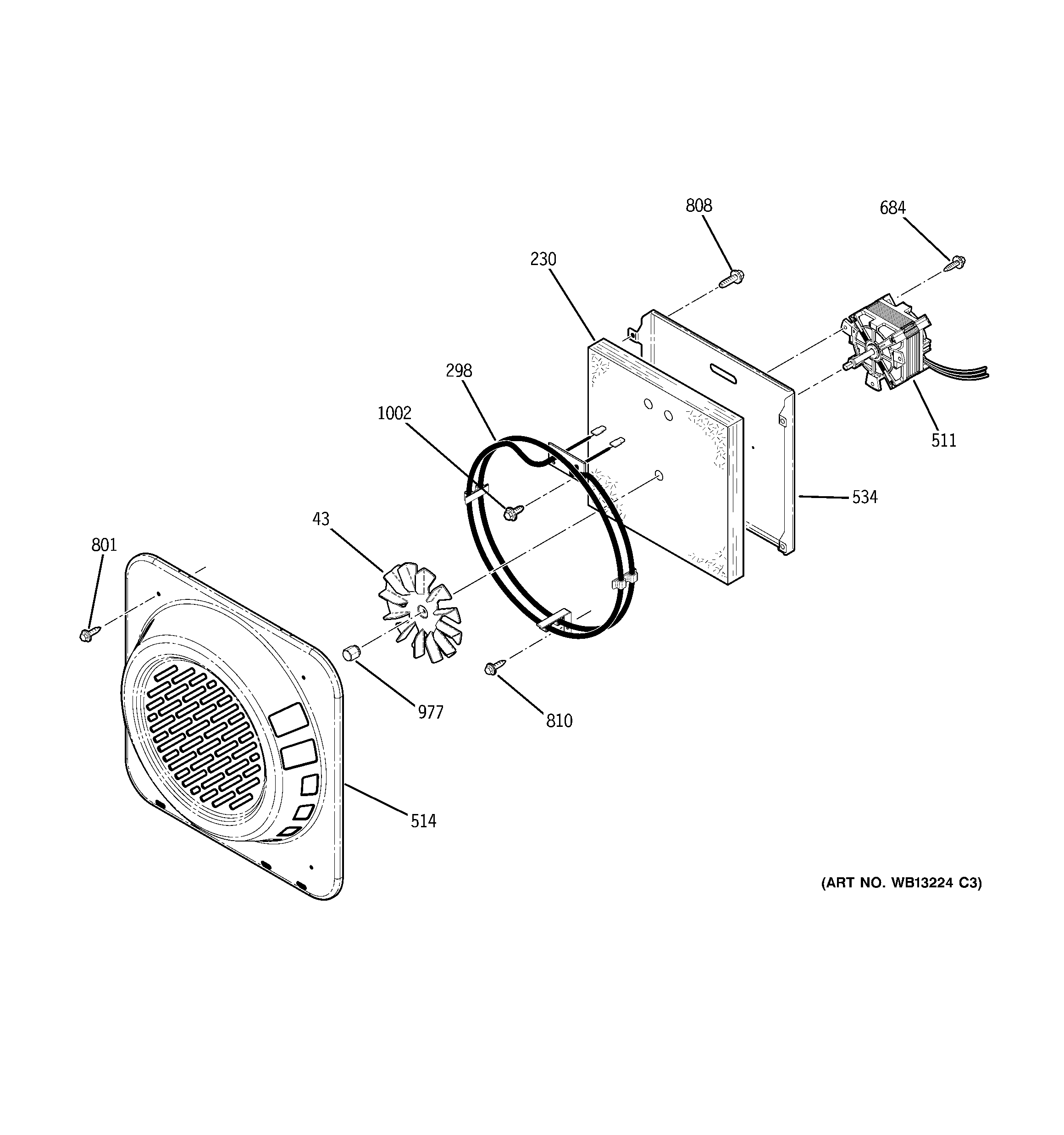 GE PCB969SP3SS convection fan diagram