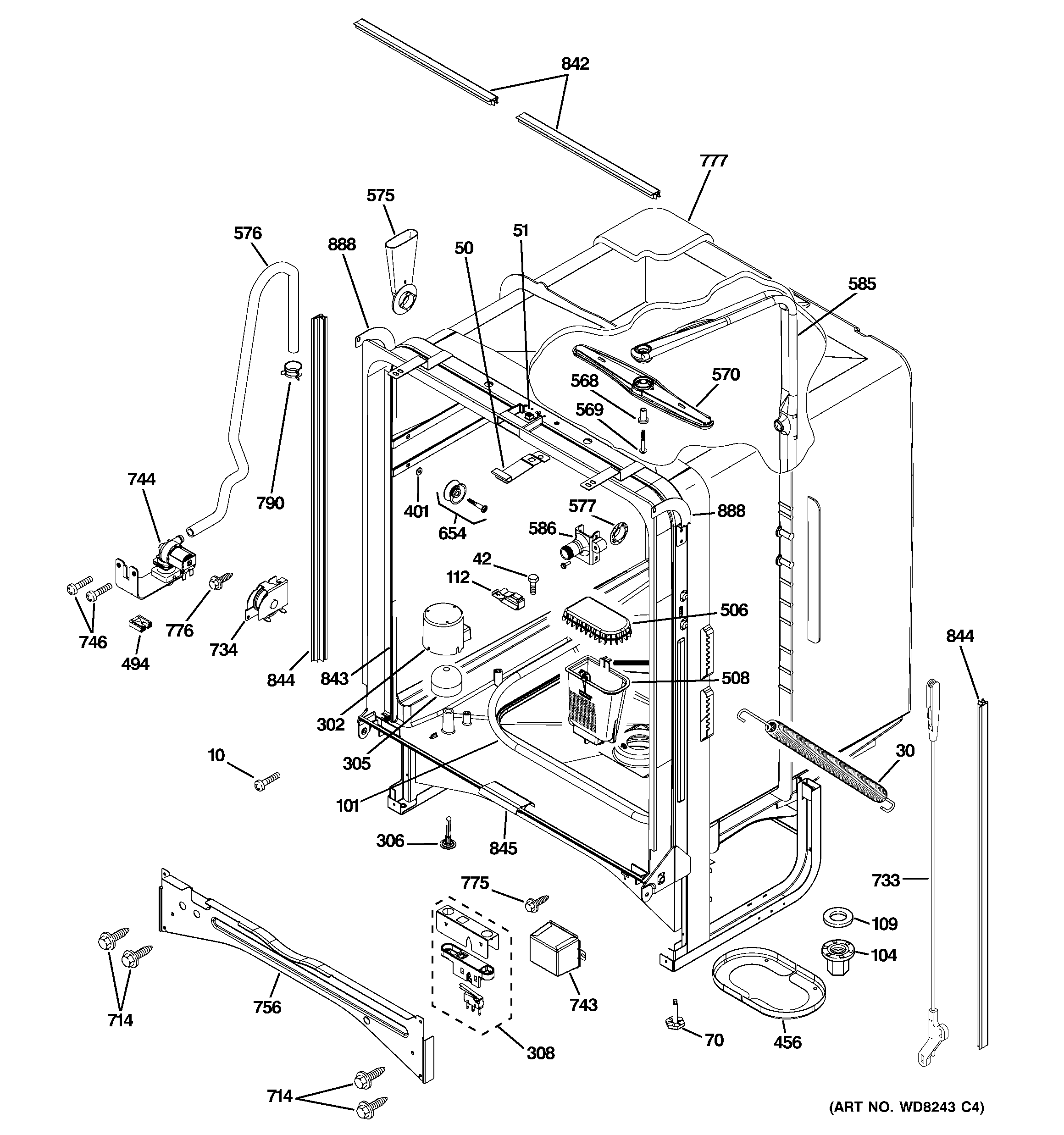 GE GLD7400R30CC body parts diagram