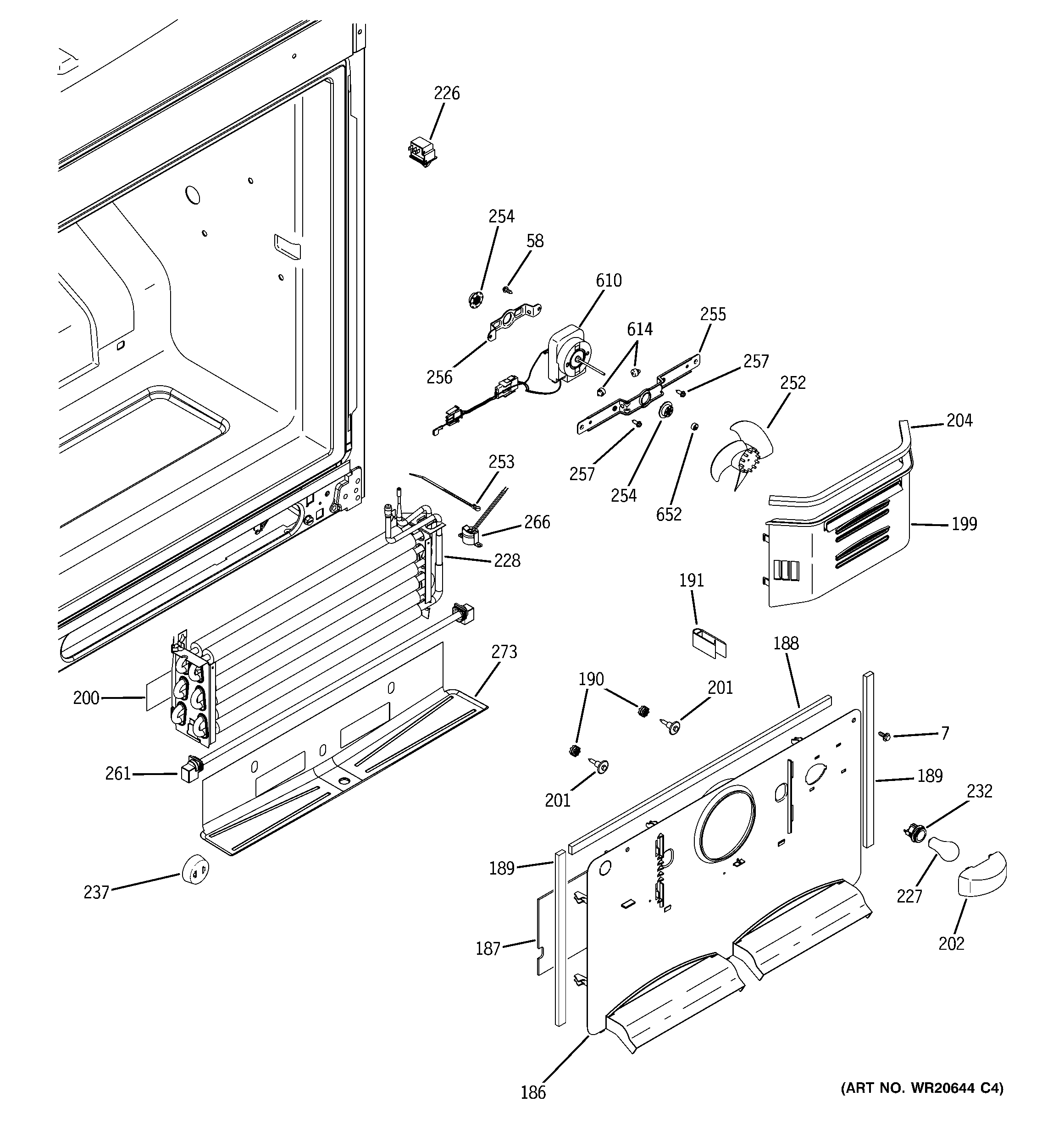 GE GBSC0HBXERWW freezer section diagram