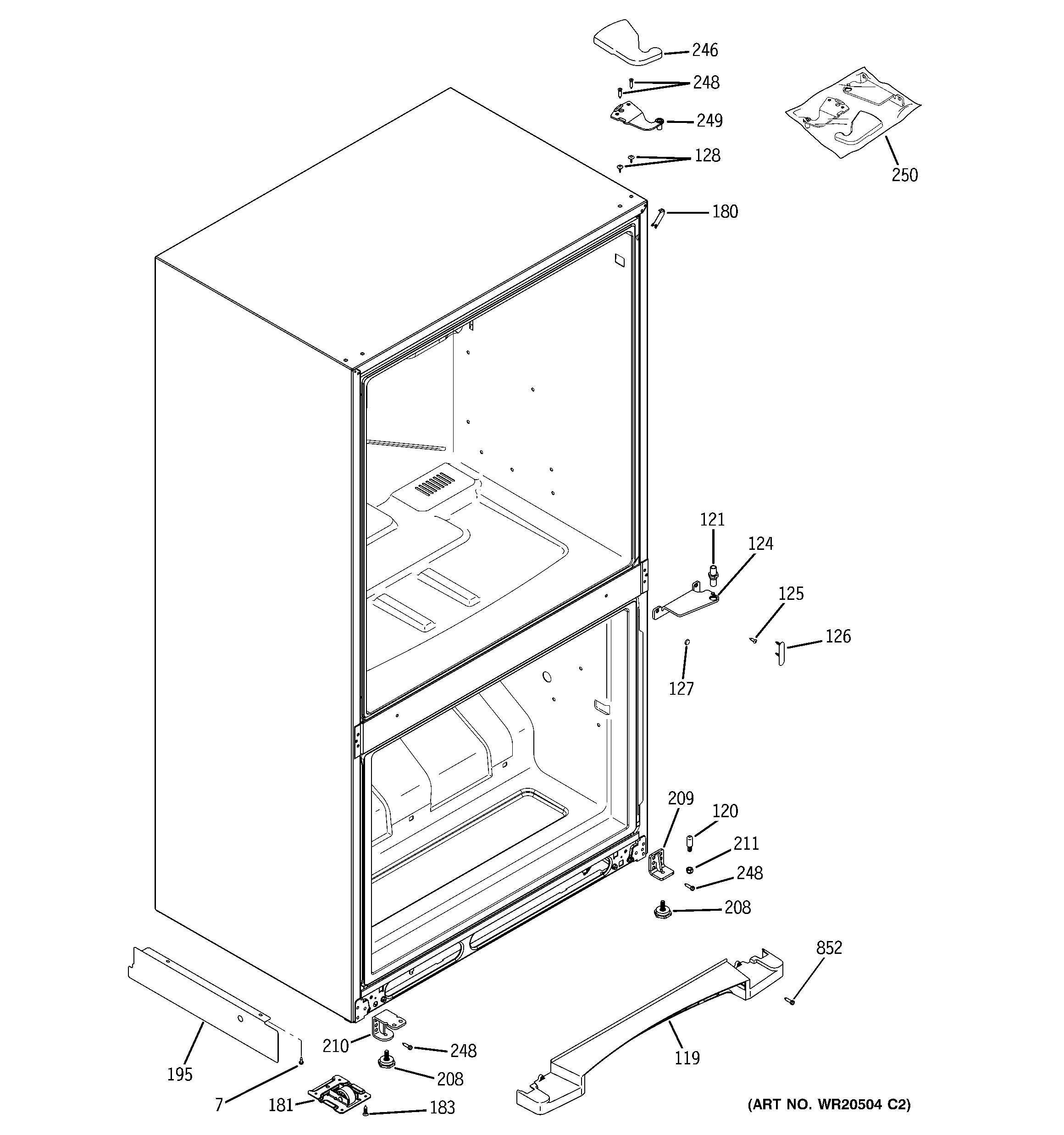 GE GBSC0HBXERWW case parts diagram