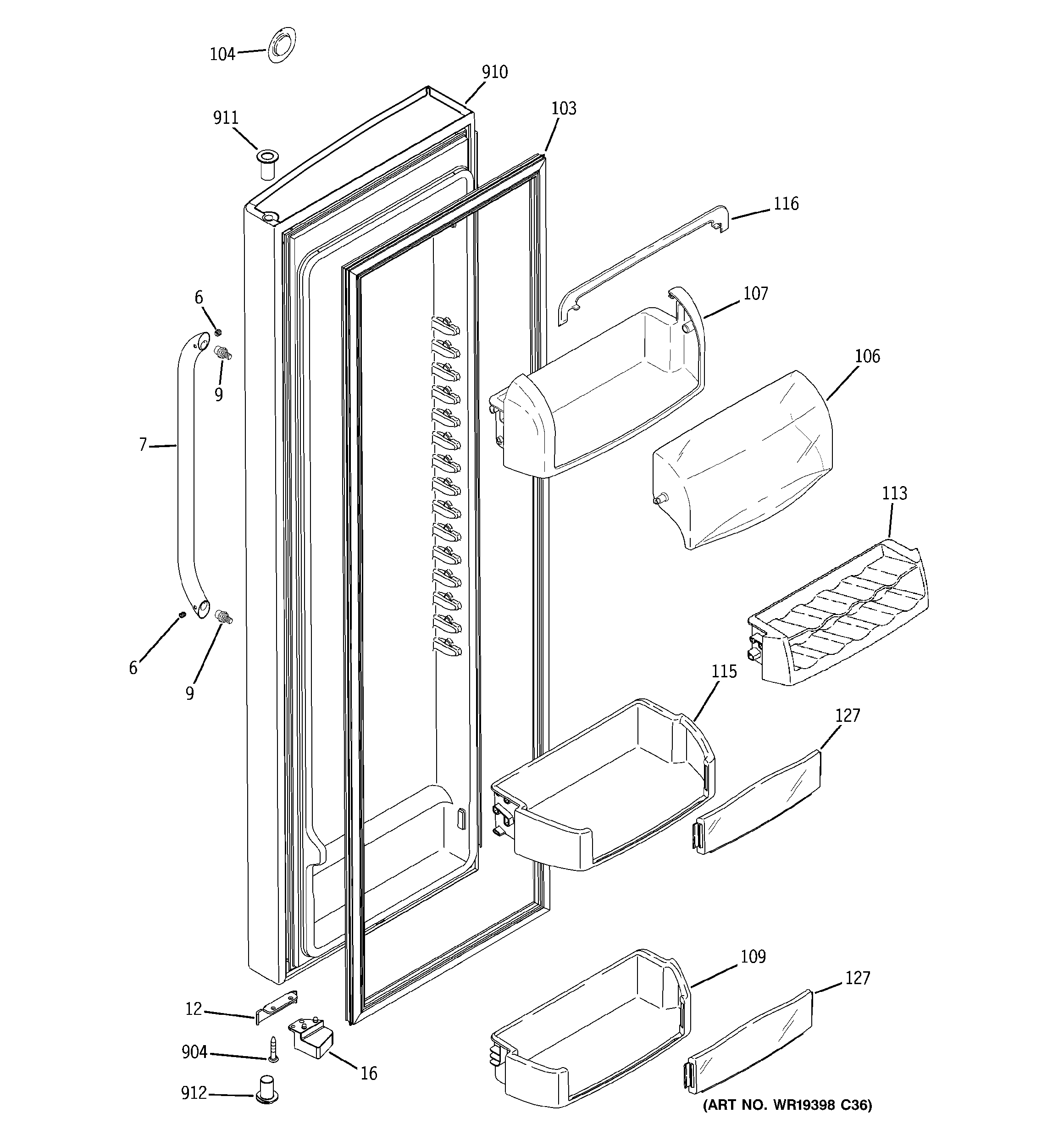 GE GSHS3KGZBCSS fresh food door diagram