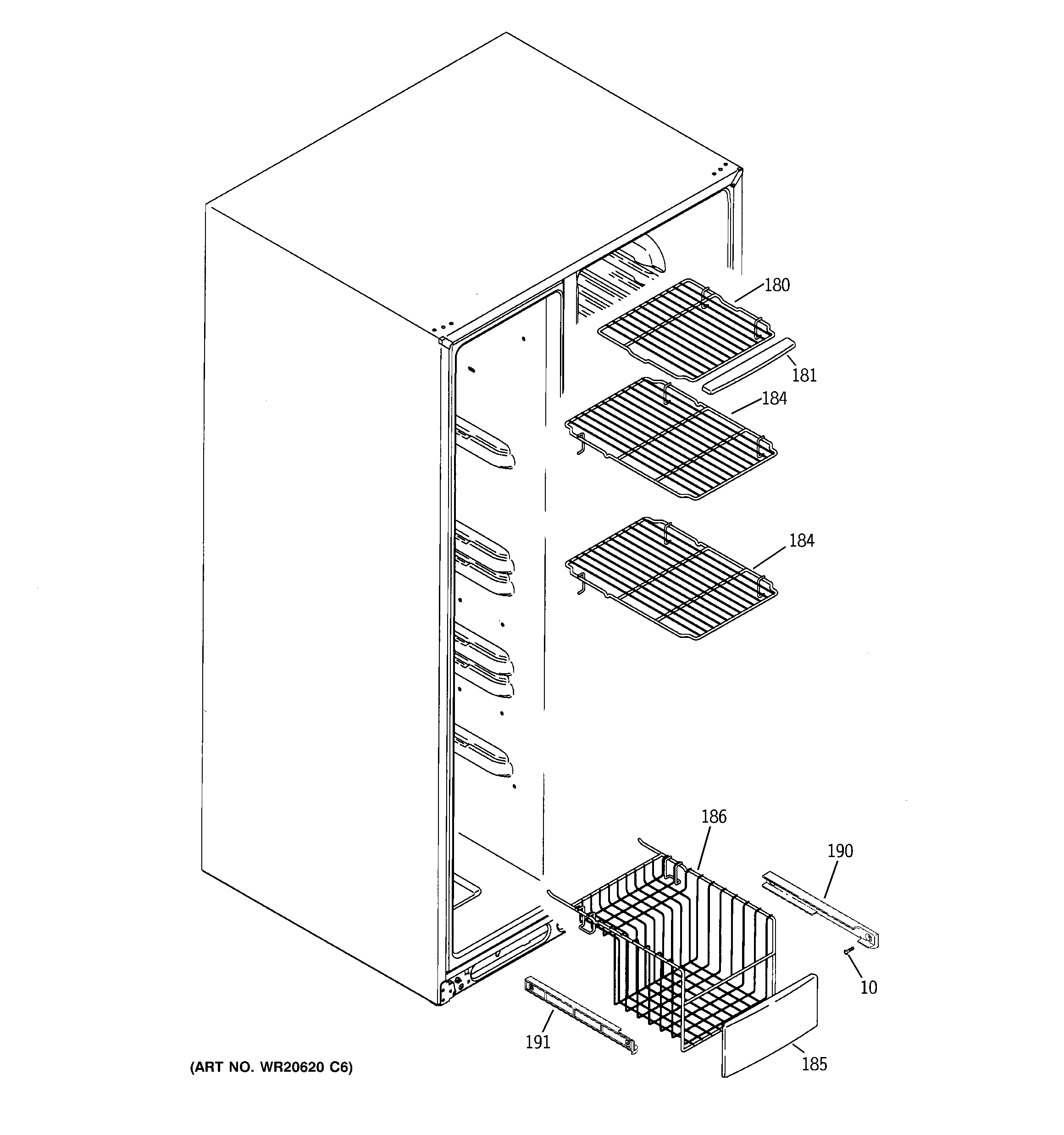 GE GSHS3KGZBCSS freezer shelves diagram