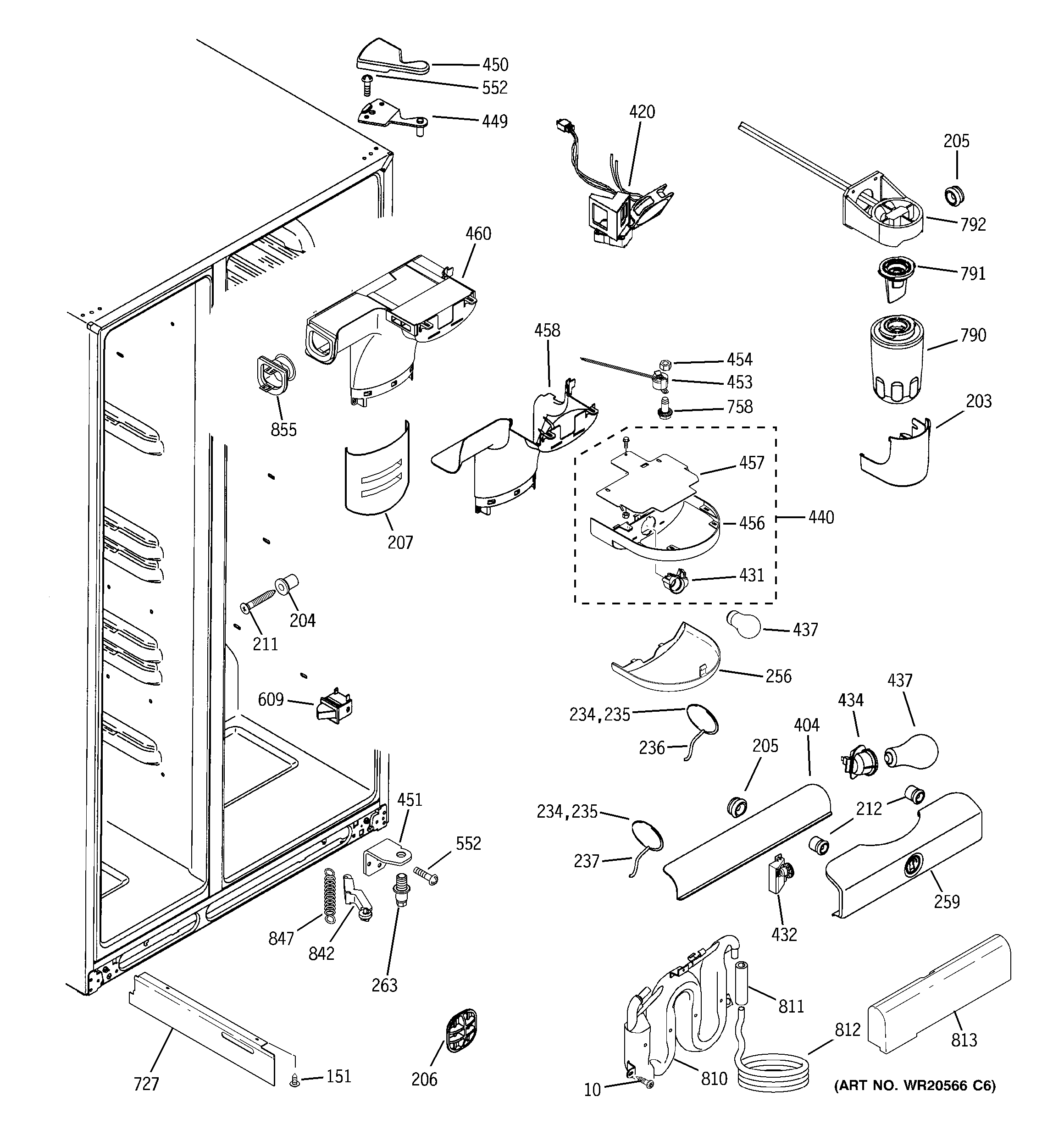 GE GSHS3KGZBCSS fresh food section diagram