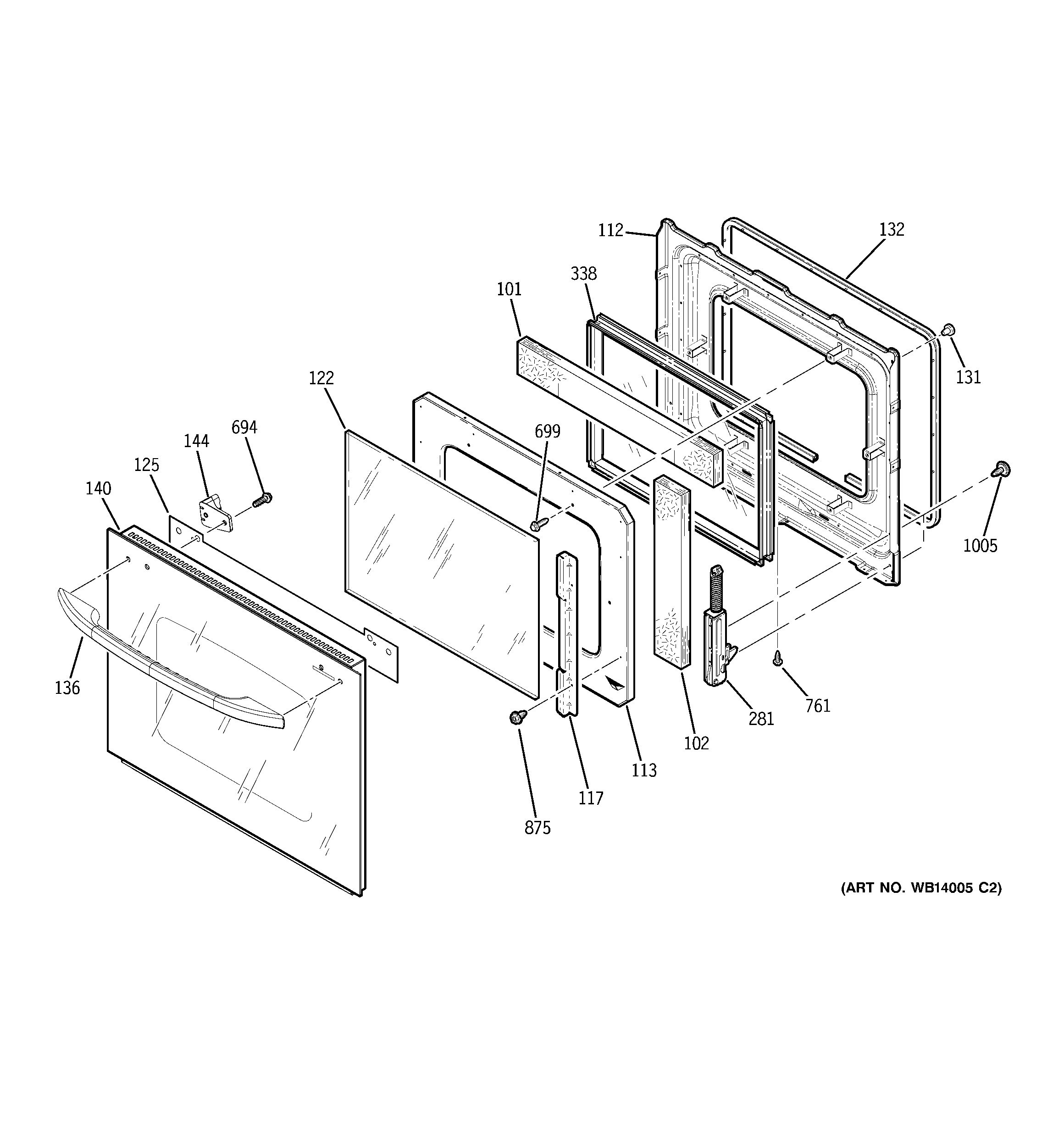 GE JCKS10BM2BB door diagram