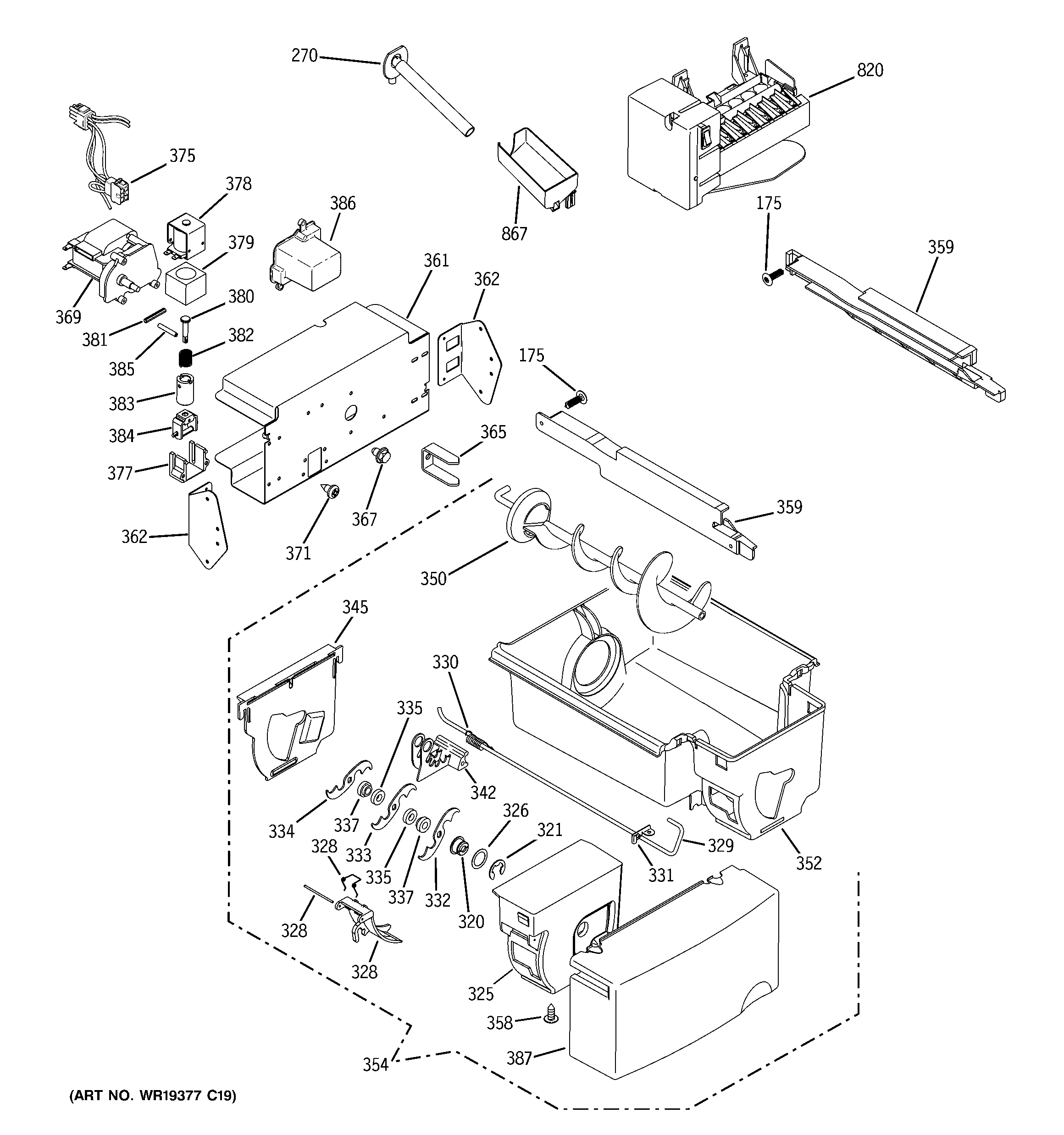 GE GSC23KGTABB ice maker & dispenser diagram