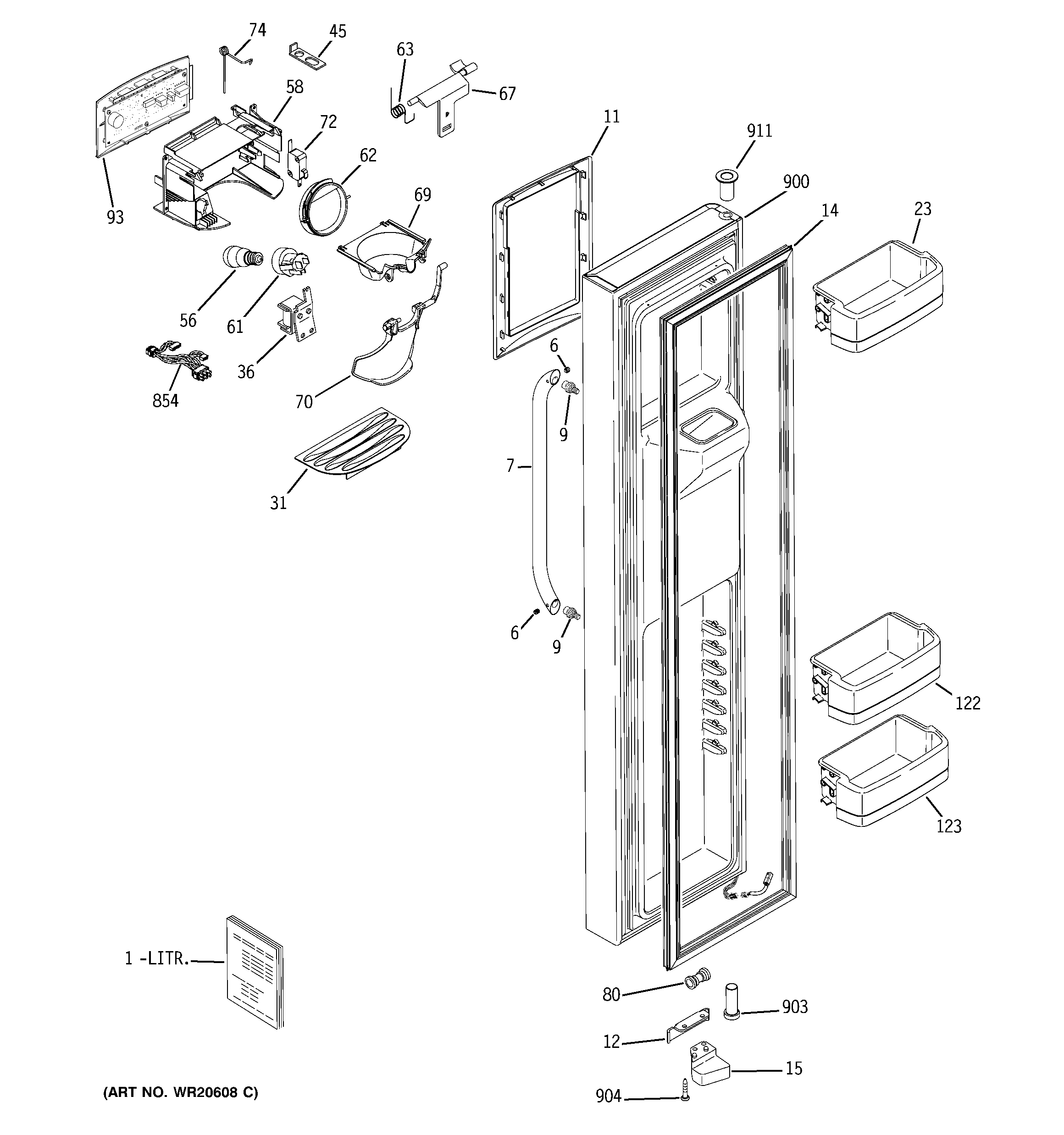 GE GSHL5KGXDCLS freezer door diagram